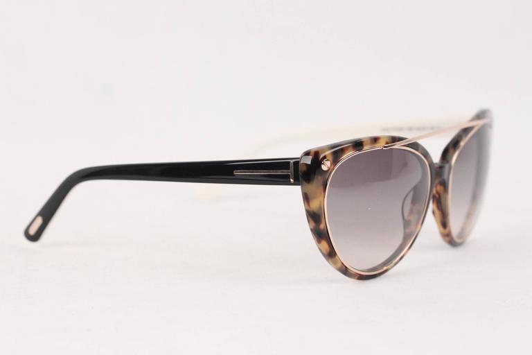 TOM FORD Eyewear Tortoise EDITA TF 384 56B 58mm Cat Eye SUNGLASSES For ...