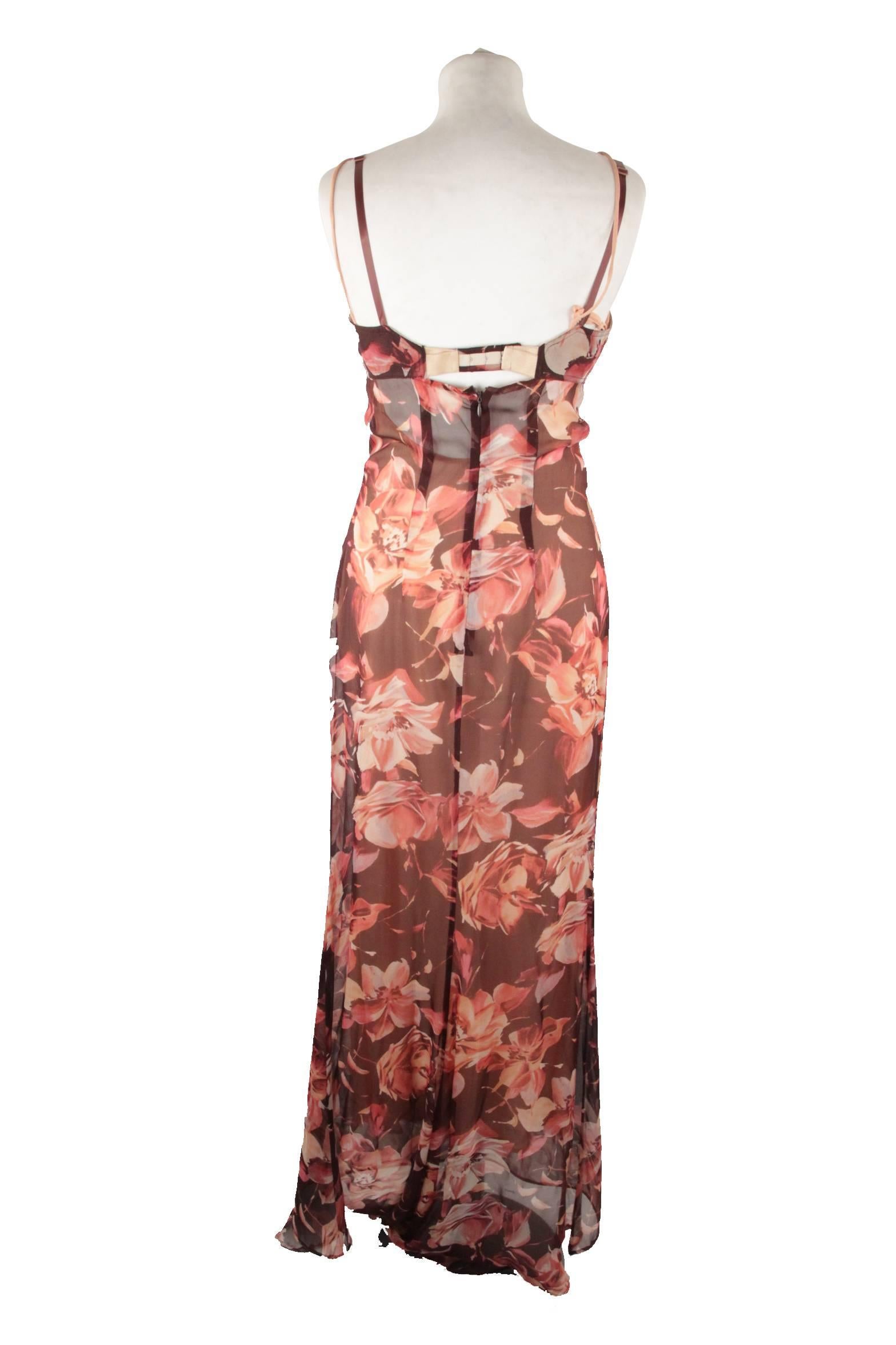 Women's DOLCE & GABBANA Silk Floral MAXI CAMI DRESS with Matching OVERCOAT Size 42