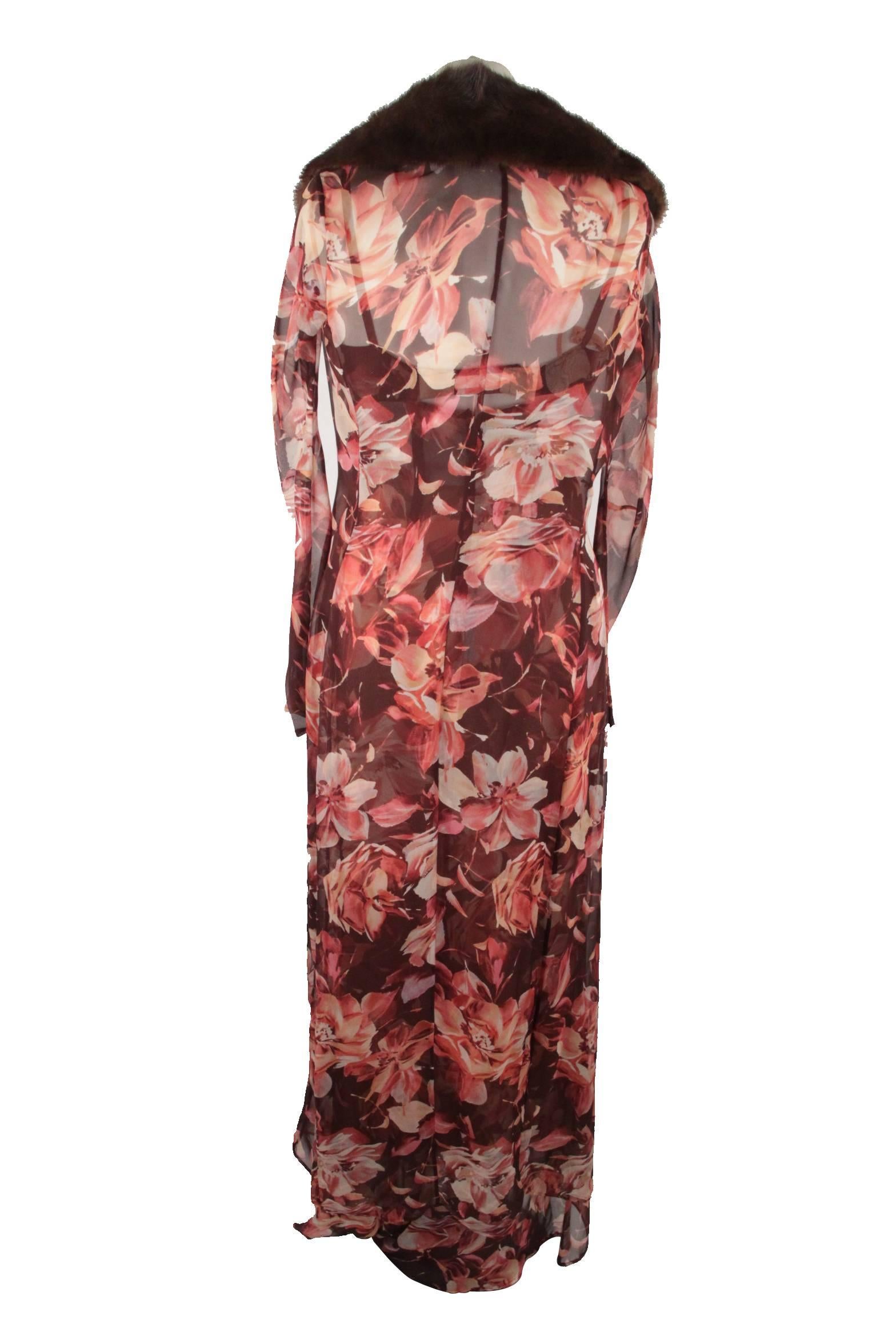 DOLCE & GABBANA Silk Floral MAXI CAMI DRESS with Matching OVERCOAT Size 42 3