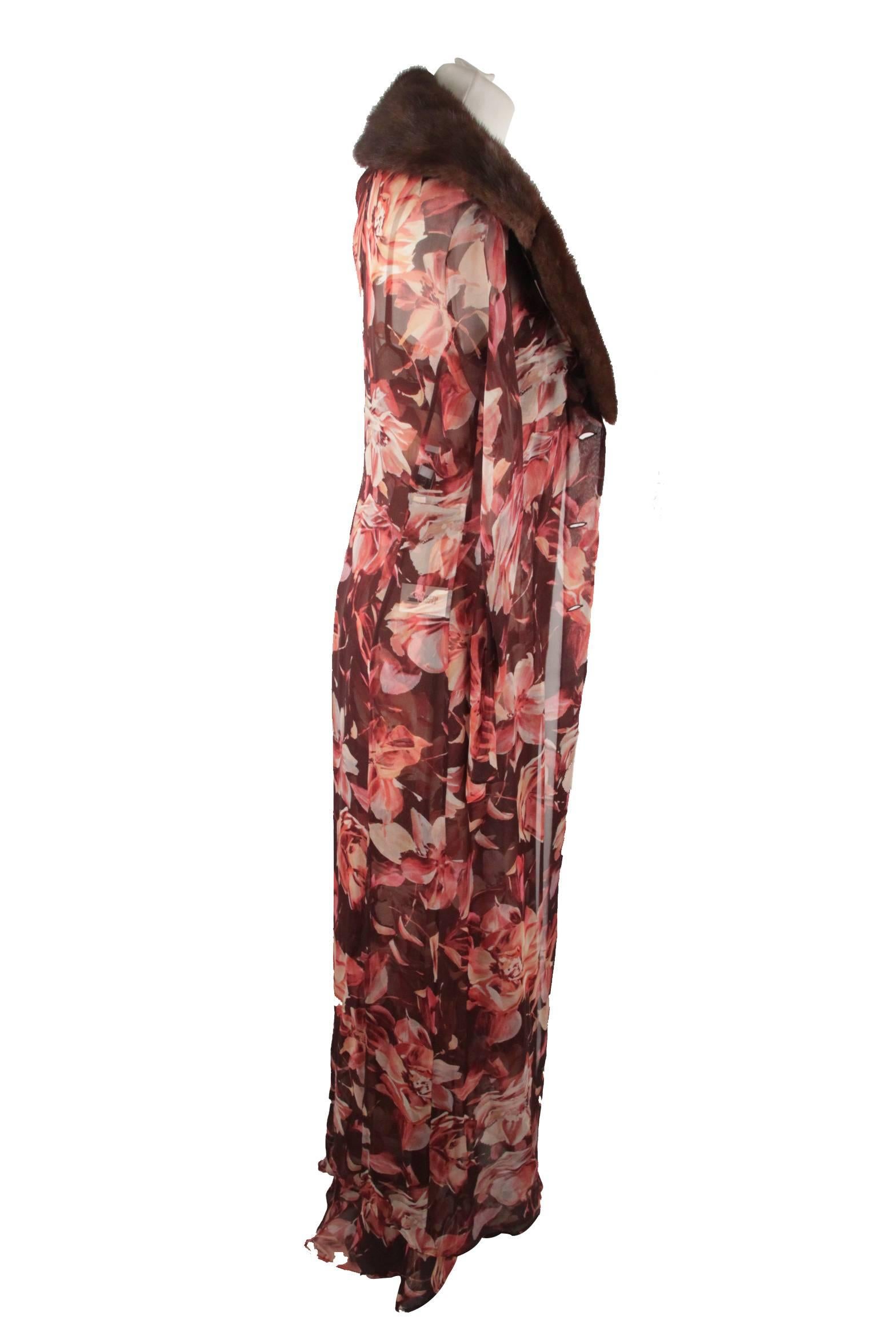 DOLCE & GABBANA Silk Floral MAXI CAMI DRESS with Matching OVERCOAT Size 42 2