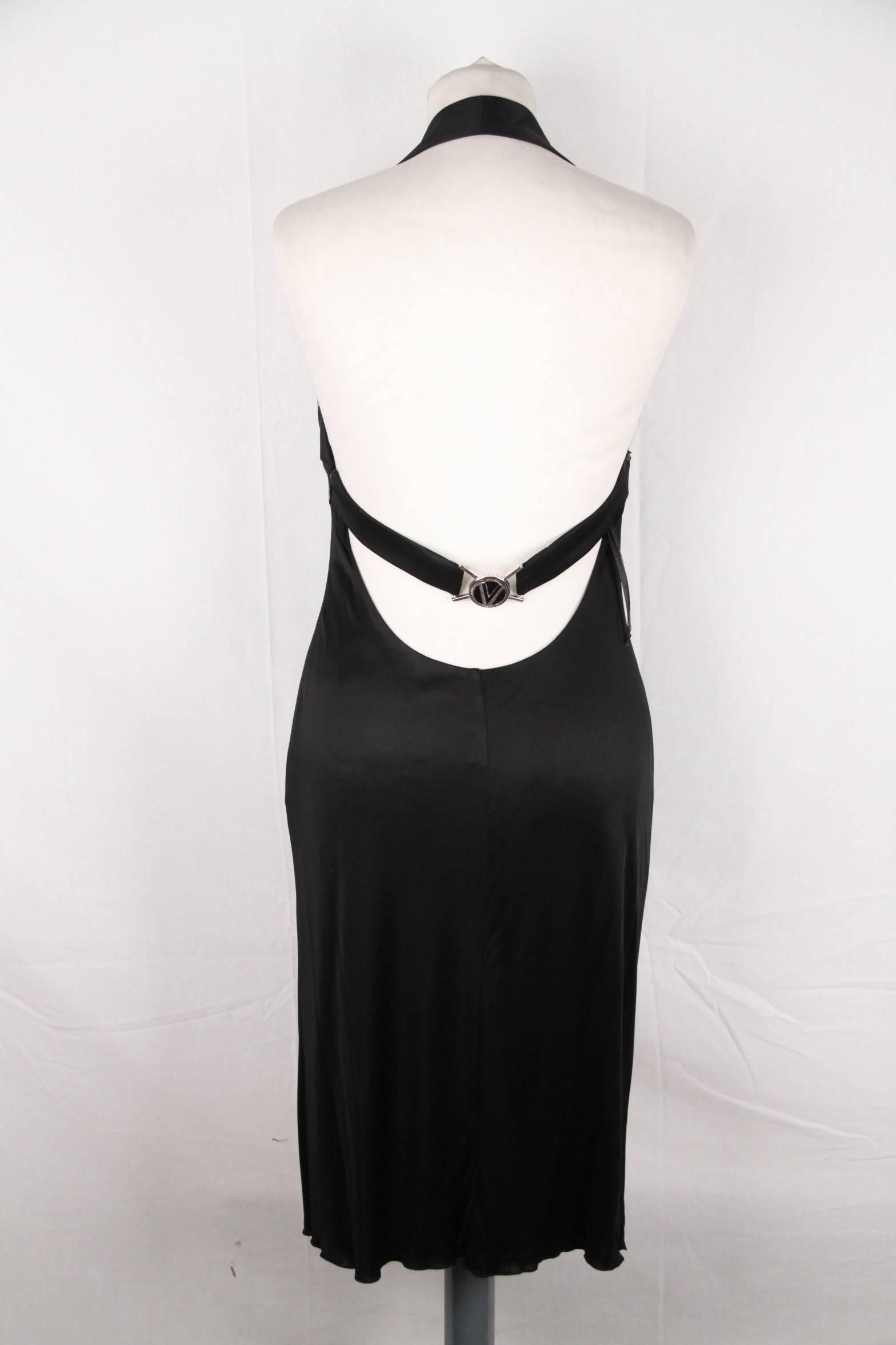 VERSACE Black Jersey HALTERNECK DRESS Size 42 In Good Condition In Rome, Rome