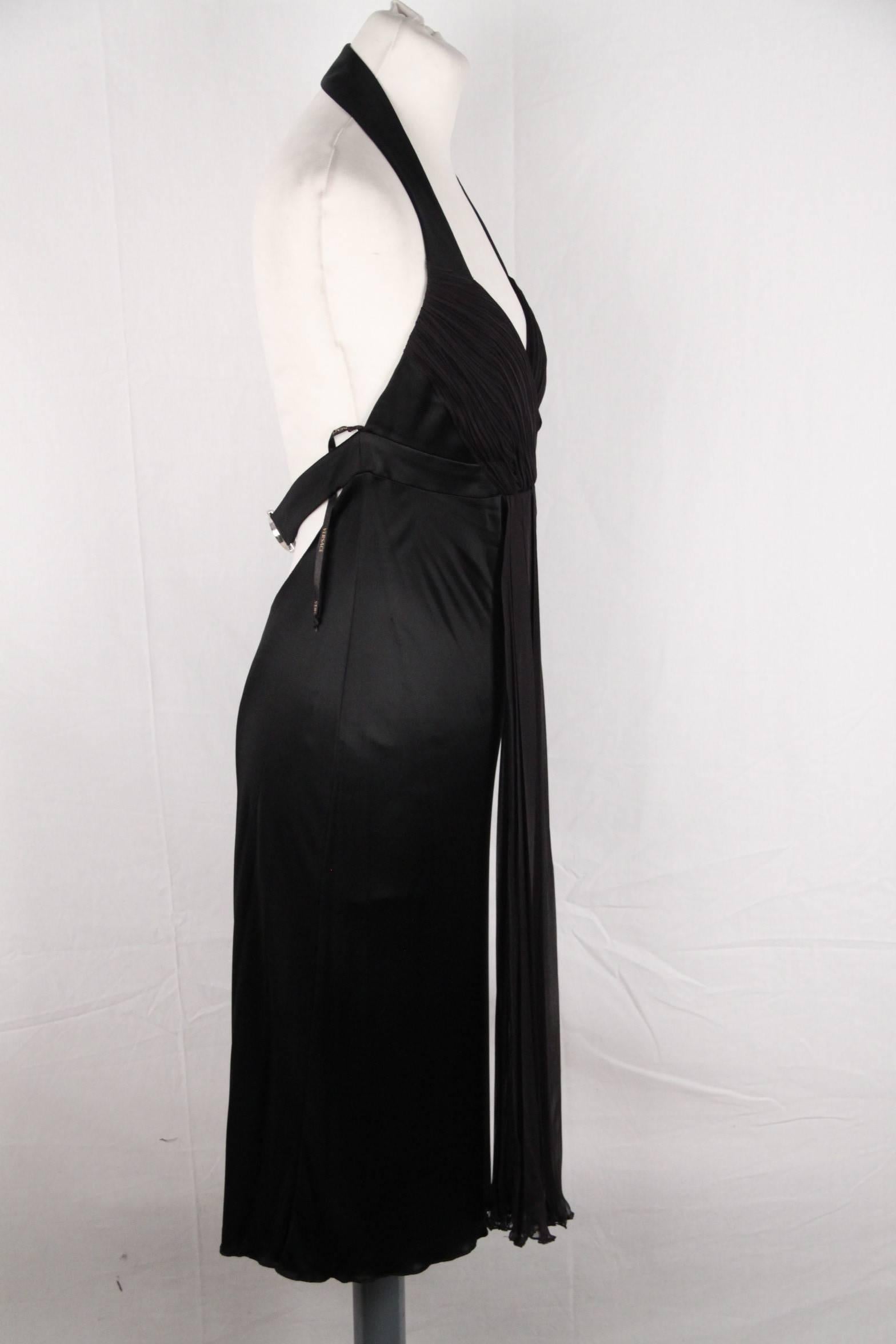 VERSACE Black Jersey HALTERNECK DRESS Size 42 1