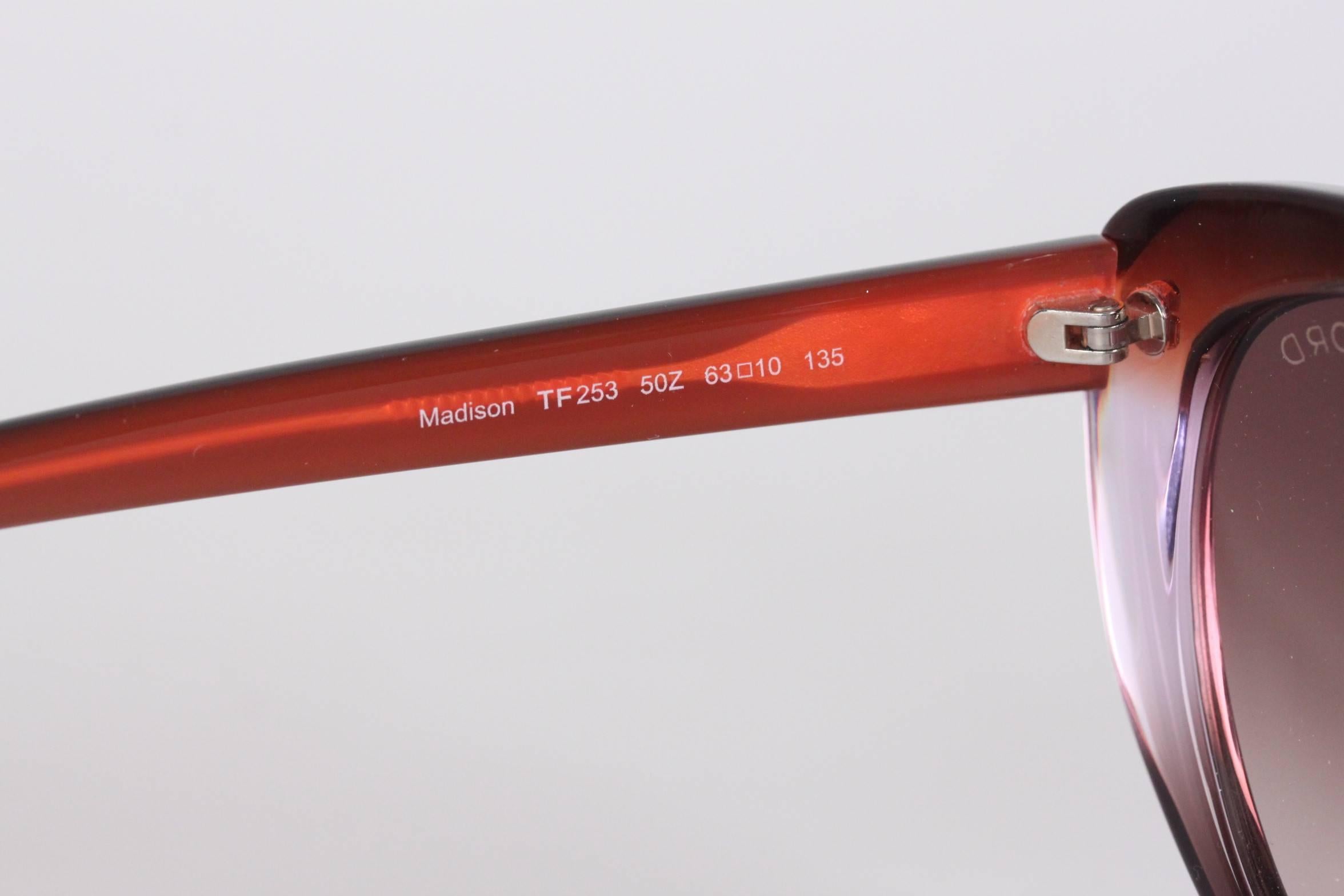 Women's TOM FORD Eyewear MADISON TF 253 50X 63mm Cat Eye SUNGLASSES w/ CASE