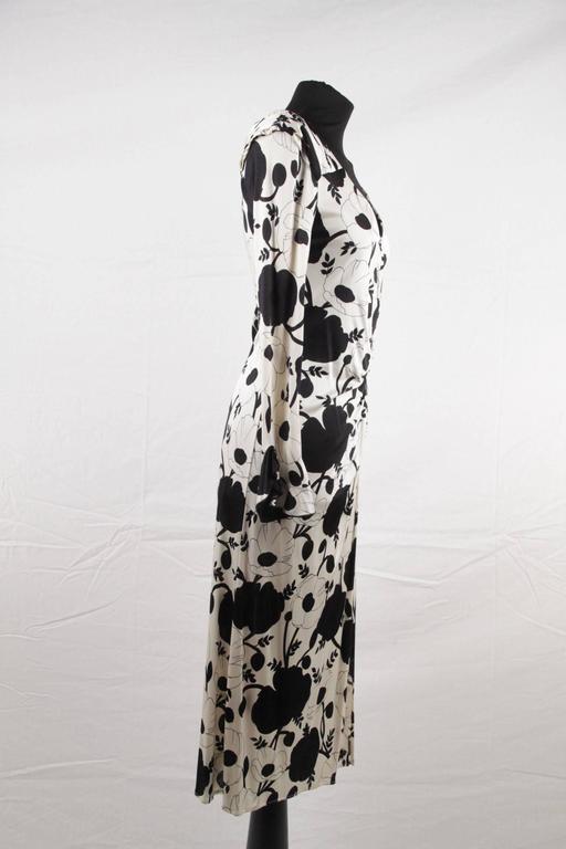 BLUMARINE Black and White Floral SHEATH DRESS Wrap Style w/ Beading For