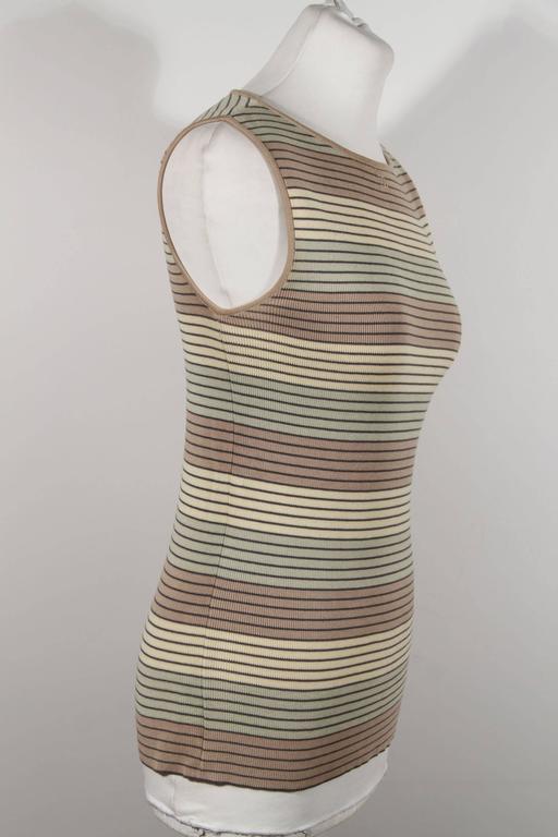CHANEL Vintage Striped Cotton Knit SLEEVELESS TOP Tank Sz 40 For Sale ...