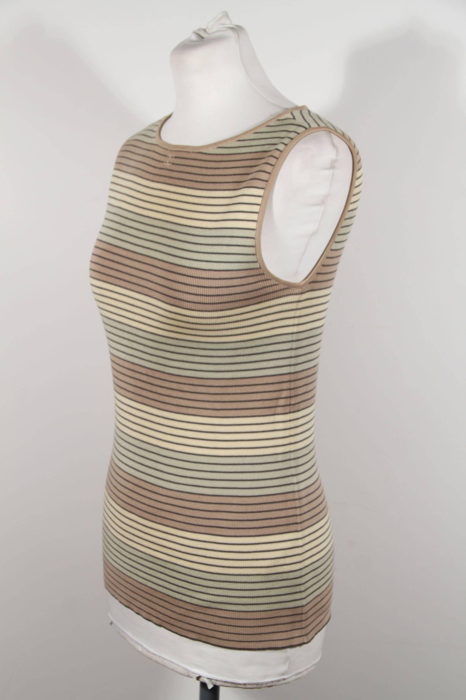 CHANEL Vintage Striped Cotton Knit SLEEVELESS TOP Tank Sz 40 In Good Condition In Rome, Rome