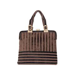 ROBERTA DI CAMERINO Vintage 60s Brown Striped VELVET HANDBAG