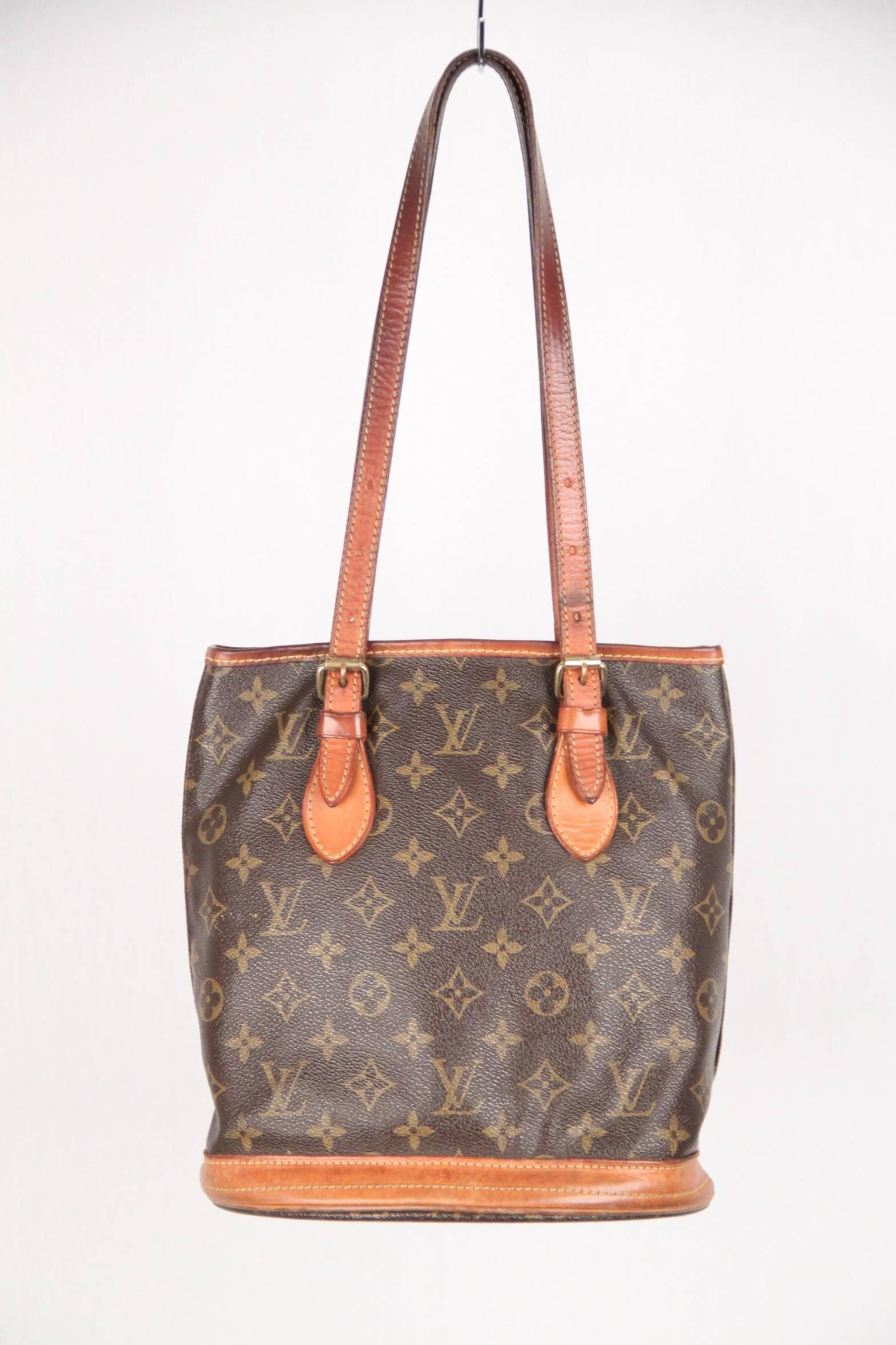 Brown Authentic LOUIS VUITTON Monogram Canvas BUCKET Tote SHOULDER BAG