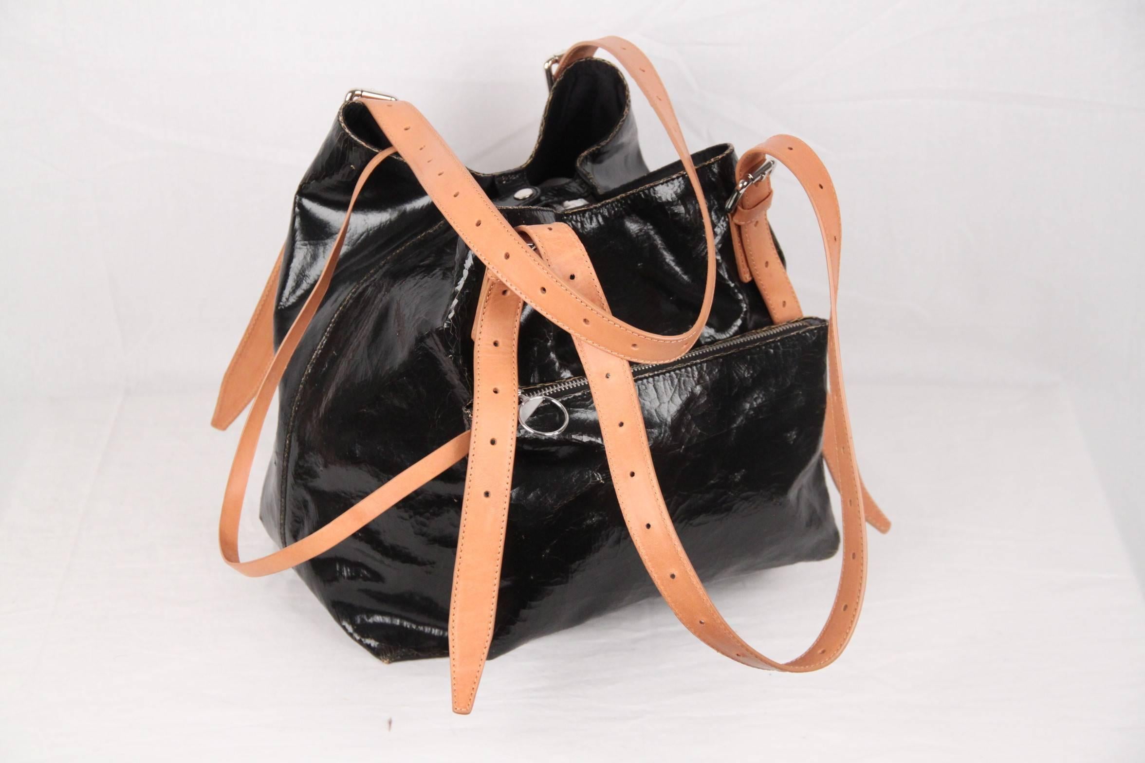 MM6 MAISON MARGIELA Black Leather Slouchy TOTE BAG In New Condition In Rome, Rome