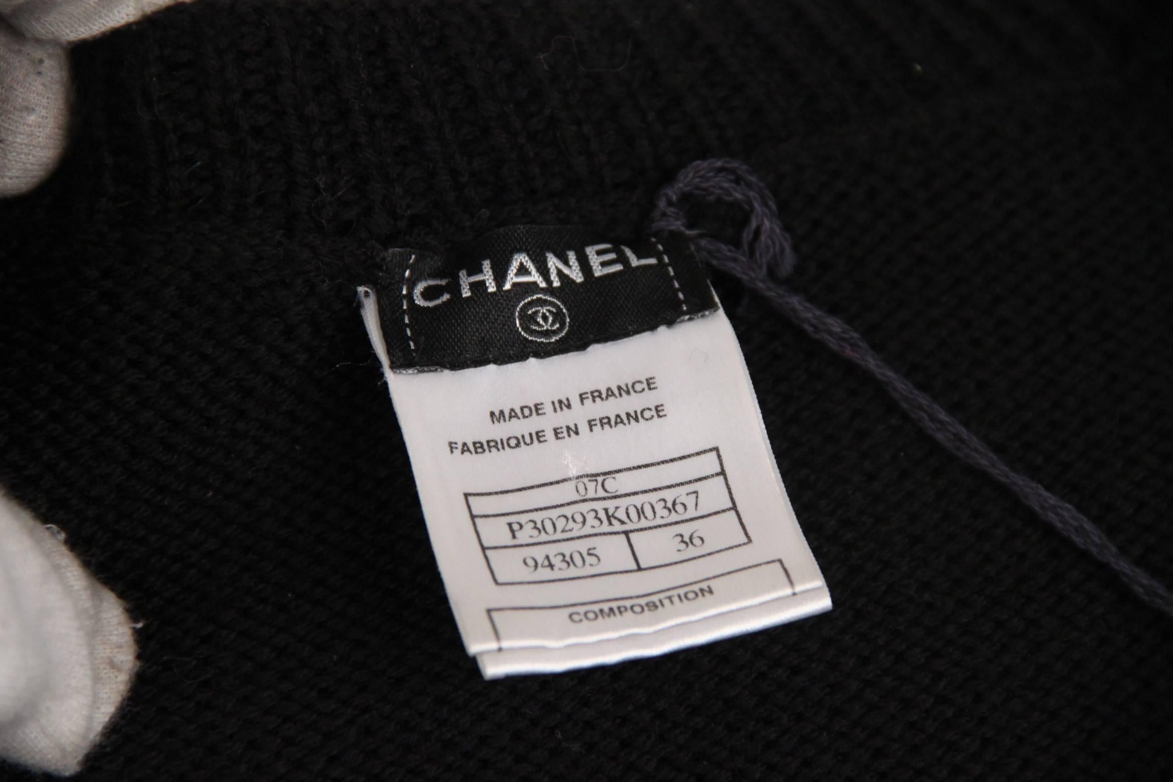 CHANEL Black Wool OPEN FRONT CARDIGAN w/ Sequin SIZE 36 5