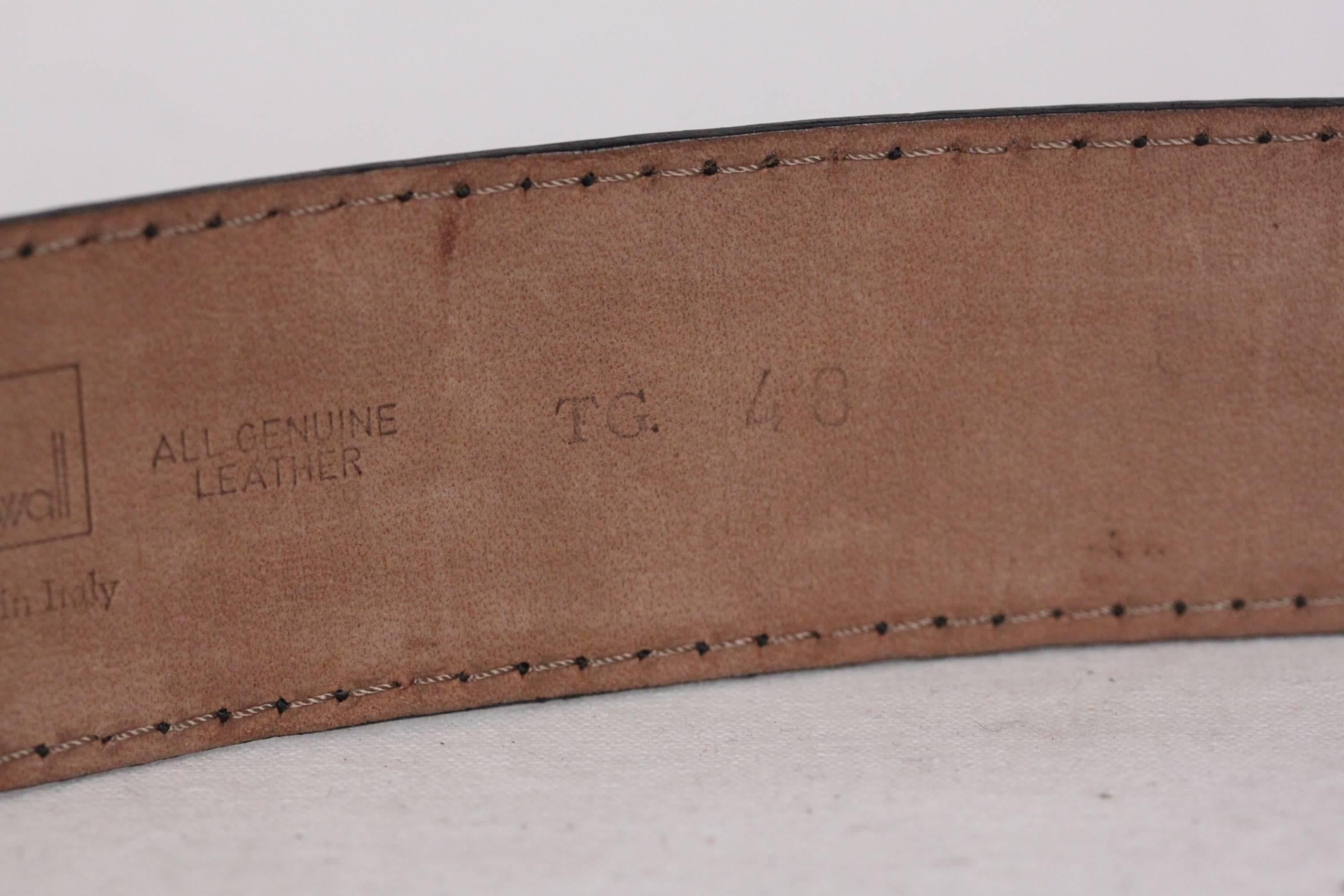 Authentic MOSCHINO REDWALL Vintage Black Leather LETTERED LOGO BELT Size 48 1