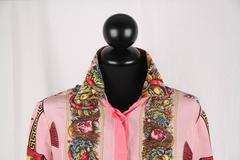 Authentic VERSACE Pink Silk Baroque BAROCCO BUTTON DOWN SHIRT Size 40