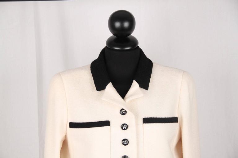 CHANEL 96P wool COCO Button Stripe Pattern Piping Jacket outer P06569 black 42