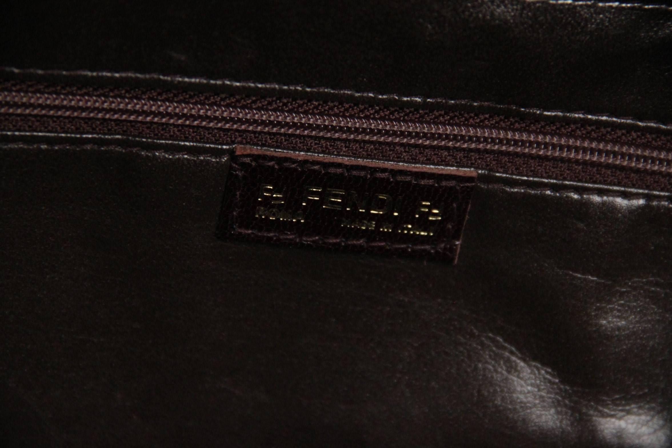 Fendi Vintage Tan Pequin striped Canvas handbag Train Case 3