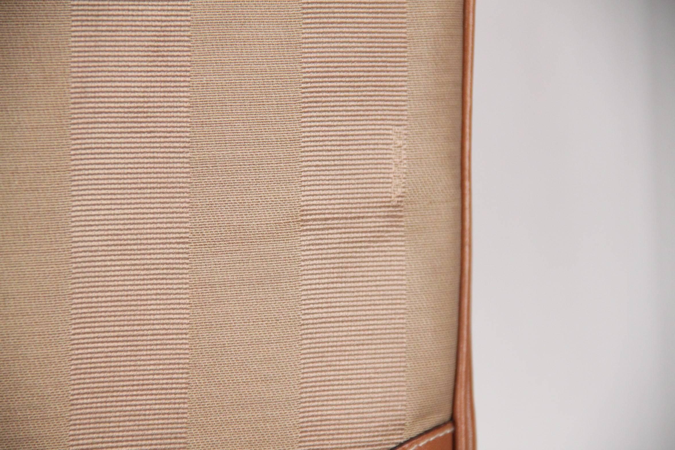 Fendi Vintage Tan Pequin striped Canvas handbag Train Case 1