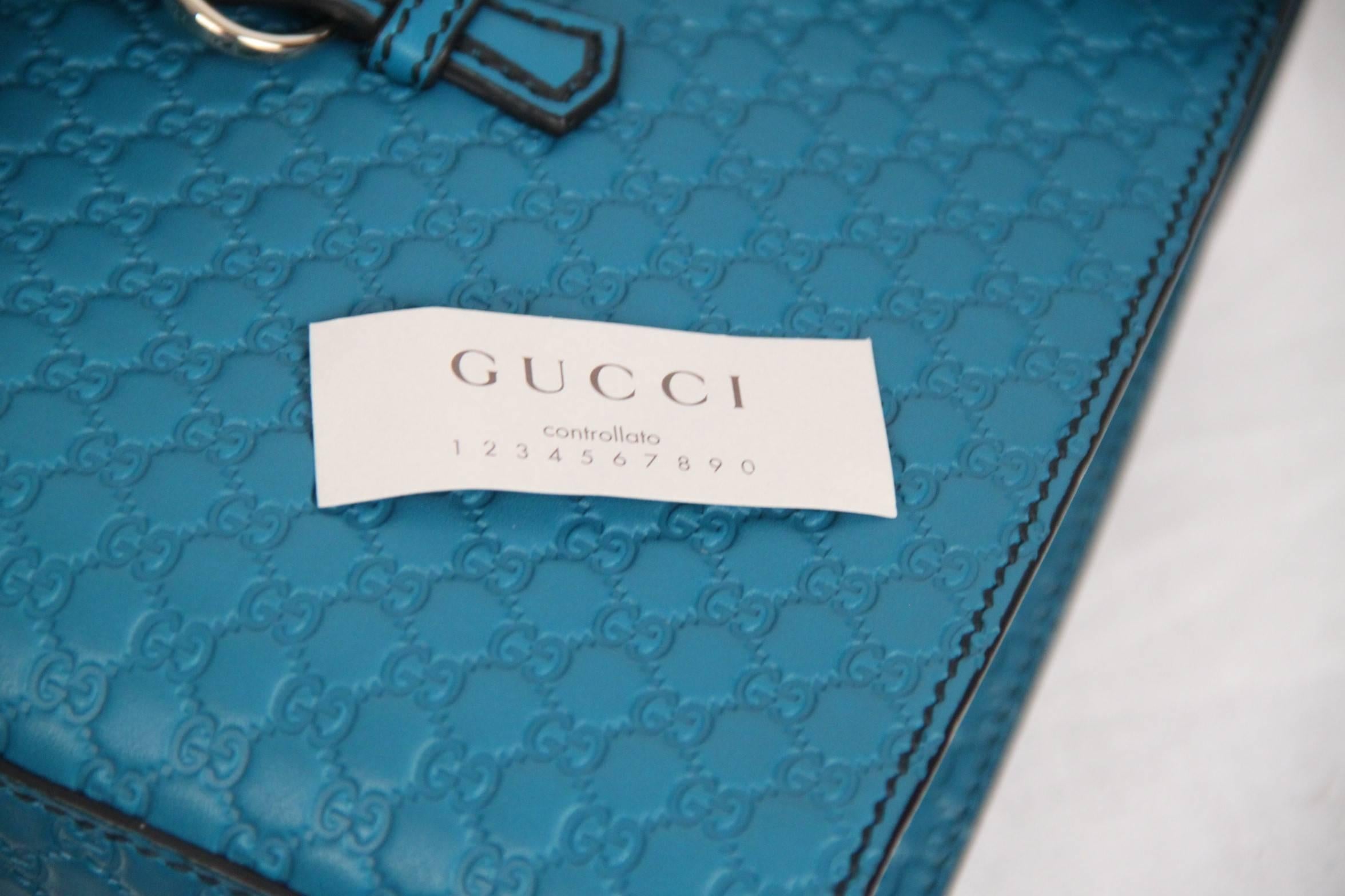 Blue GUCCI Turquoise MICROGUCCISSIMA Leather EMILY Shoulder Bag