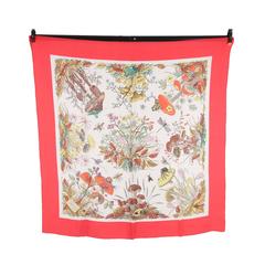 GUCCI Silk Crepe VINTAGE Red Border MUSHROOMS SCARF Accornero 10