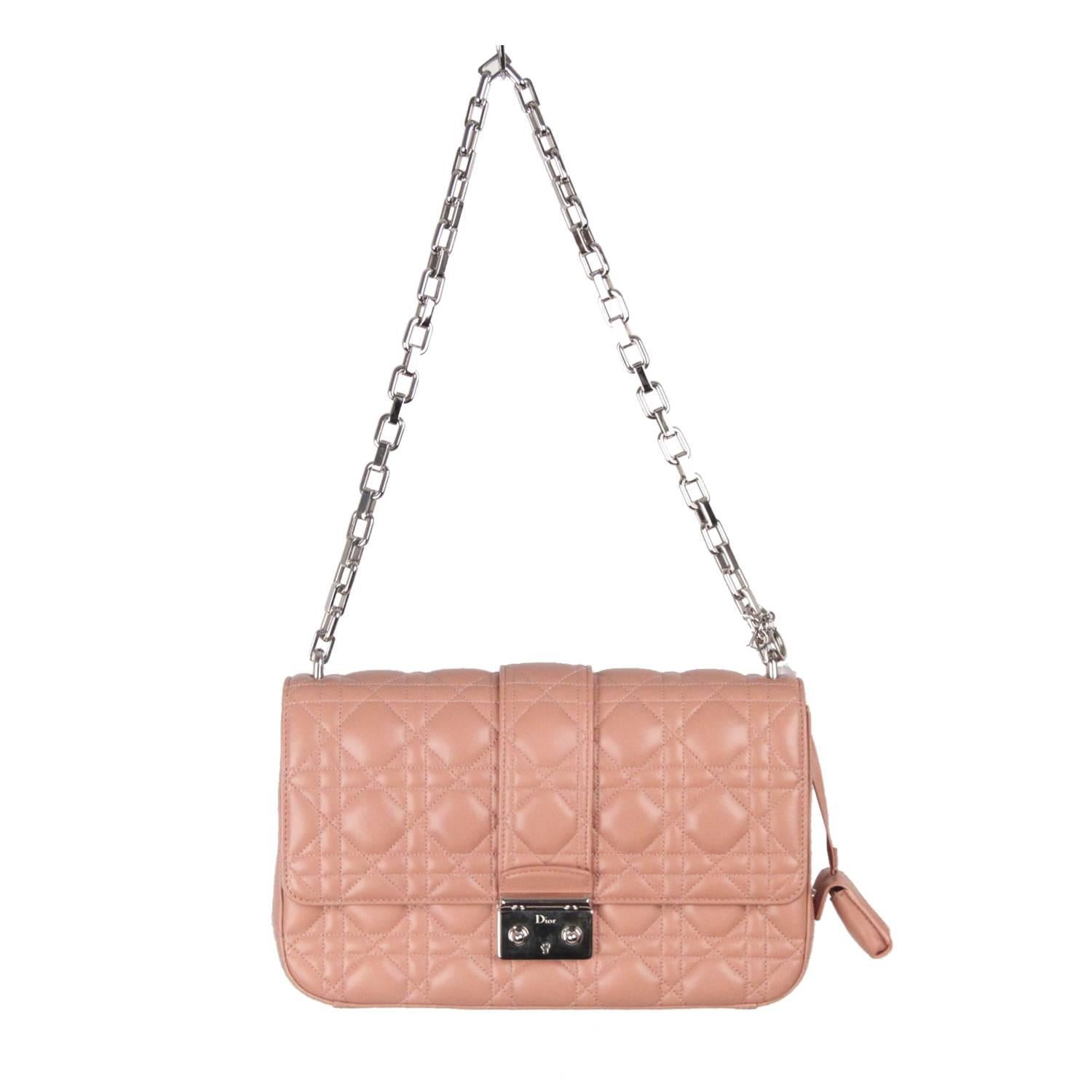CHRISTIAN DIOR Pink CANNAGE Quilted Leather MISS DIOR Shoulder Bag