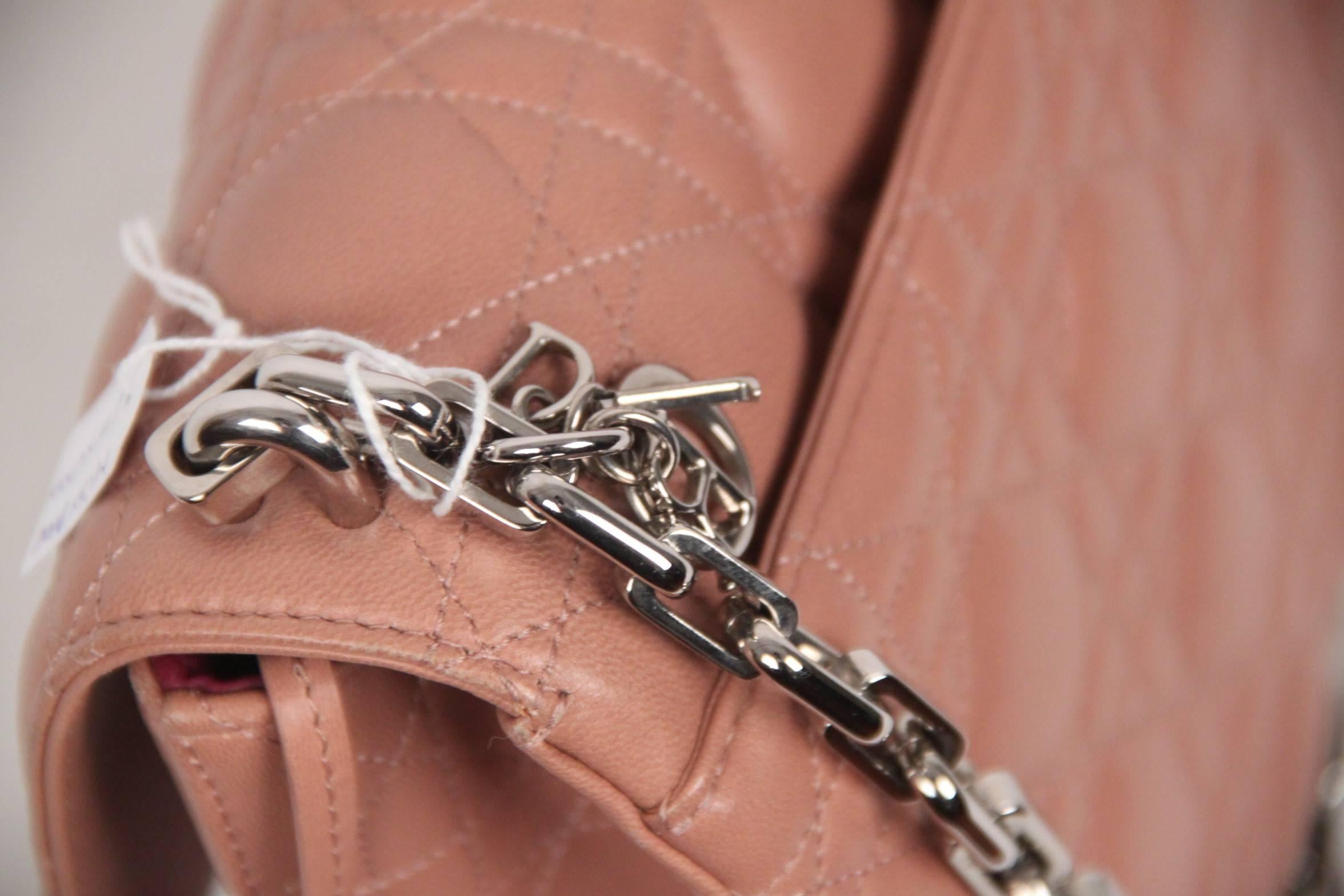Beige CHRISTIAN DIOR Pink CANNAGE Quilted Leather MISS DIOR Shoulder Bag