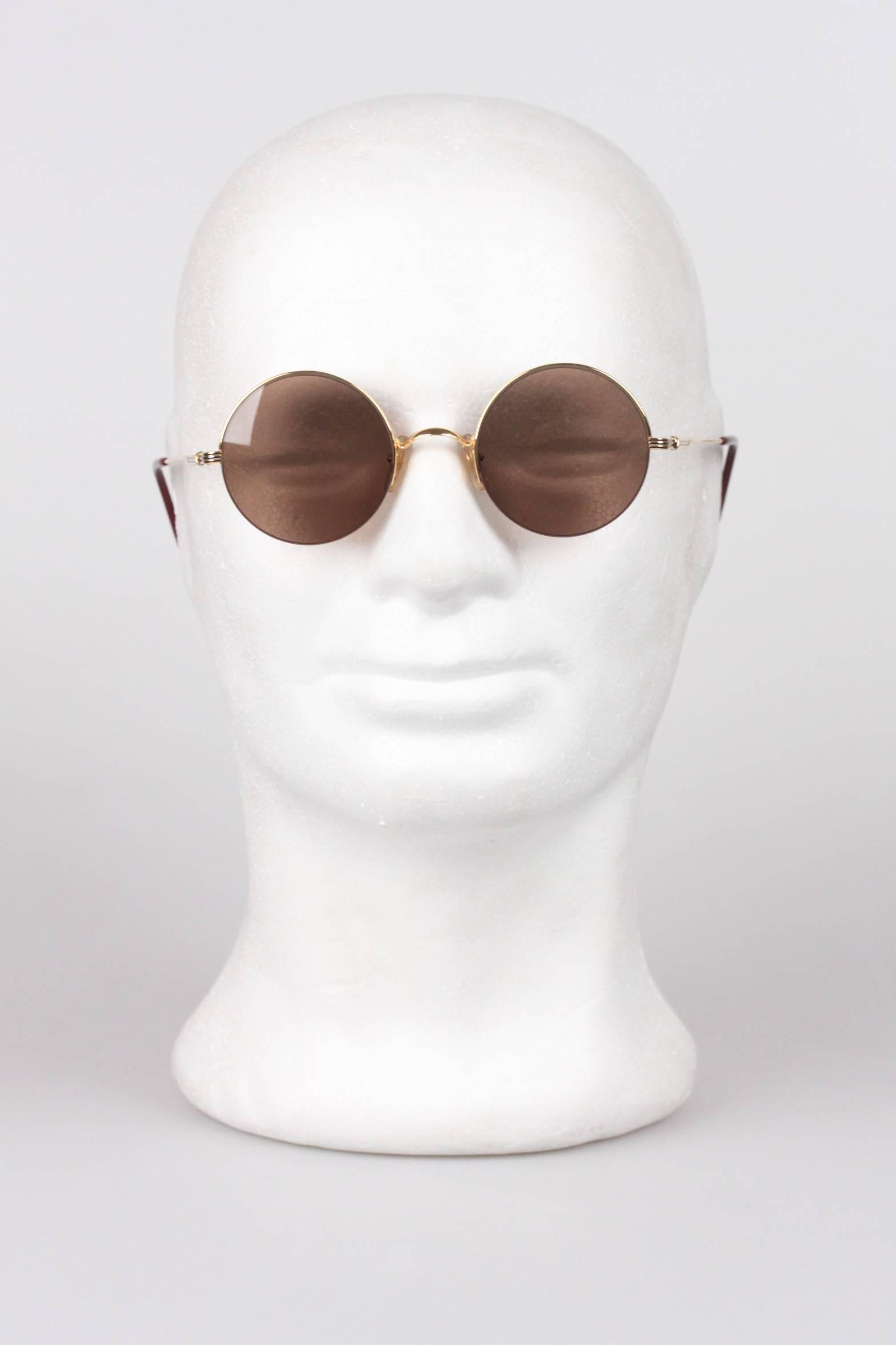 CARTIER Paris VINTAGE RARE Sunglasses MAYFAIR 18k Gold 47mm In Excellent Condition In Rome, Rome