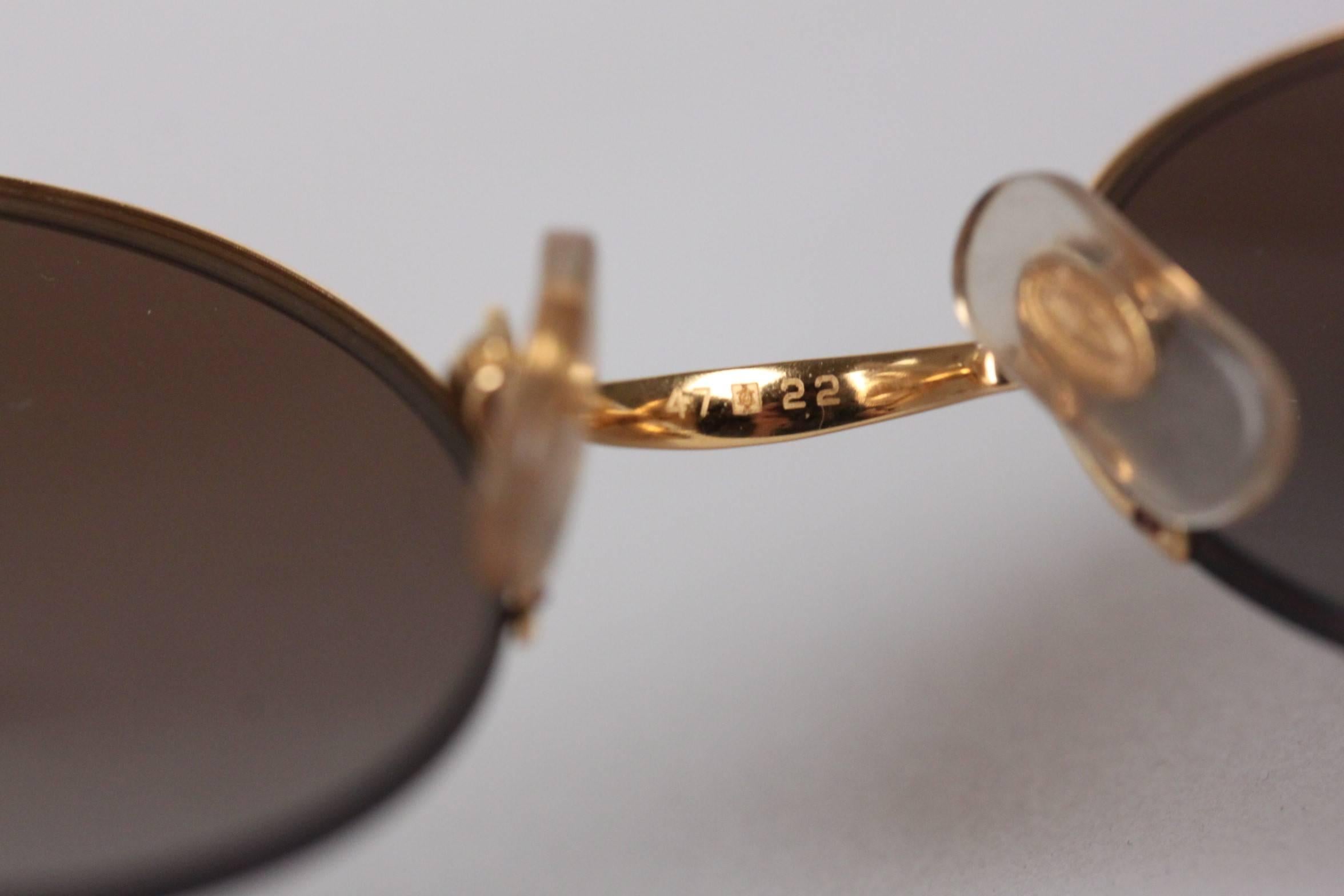 CARTIER Paris VINTAGE RARE Sunglasses MAYFAIR 18k Gold 47mm 2