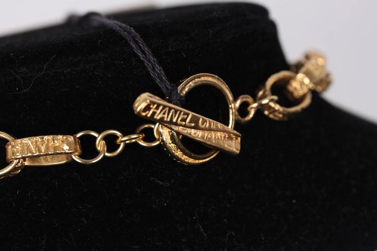 CHANEL 1997 Gold Metal CHAIN NECKLACE w/ Glass Cabochons For Sale at ...