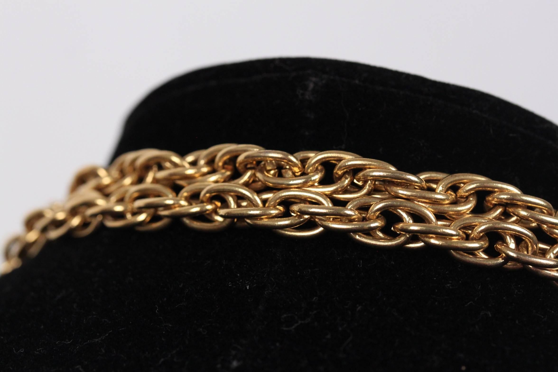 Women's CHANEL Vintage 70s Gold Metal Chain TIE UP Cravatte NECKLACE