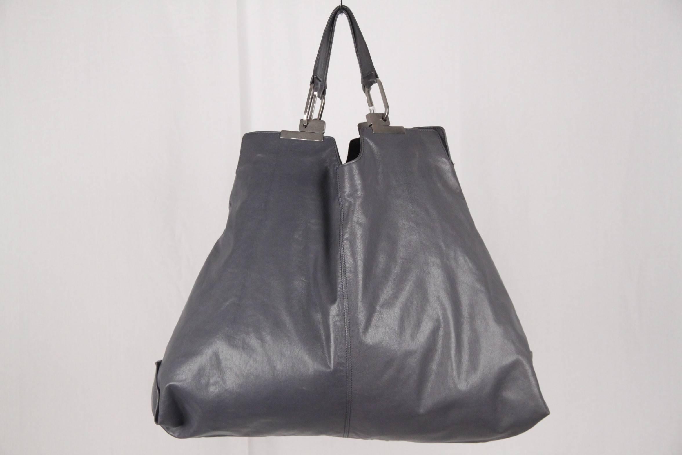 BALENCIAGA Gray Leather LARGE SHOPPING BAG Shopper In Good Condition In Rome, Rome