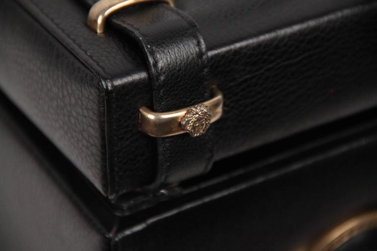 GIANNI VERSACE Vintage Black Leather MEDUSA TRAIN CASE Bag RARE For