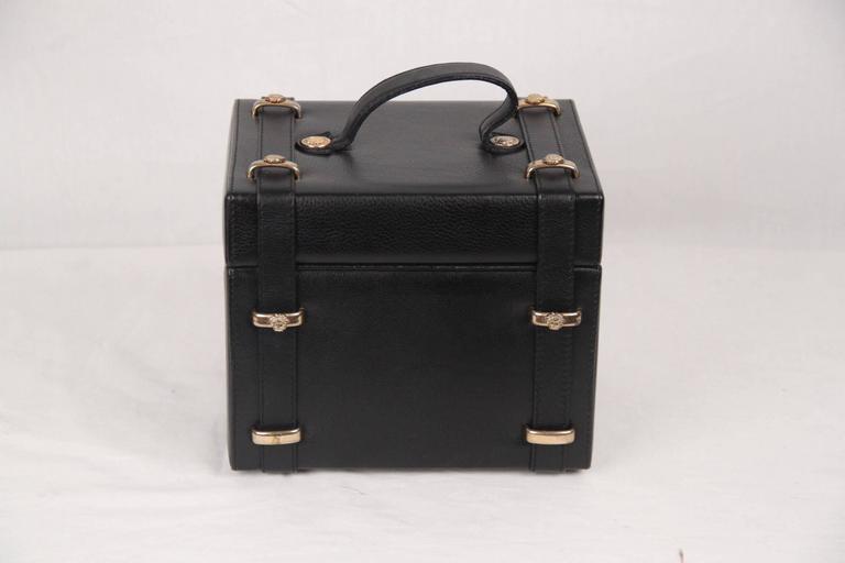 GIANNI VERSACE Vintage Black Leather MEDUSA TRAIN CASE Bag RARE For