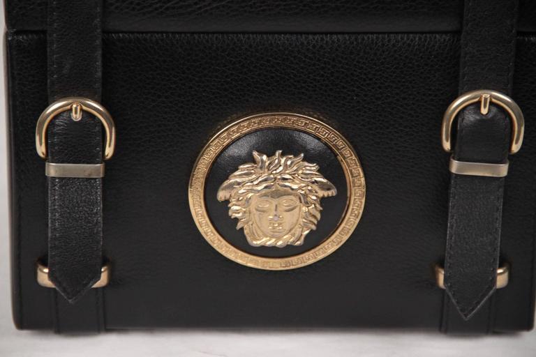 GIANNI VERSACE Vintage Black Leather MEDUSA TRAIN CASE Bag RARE For