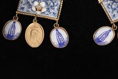 DOLCE & GABBANA Blue MAJOLICA TILES Drop EARRINGS Sicily