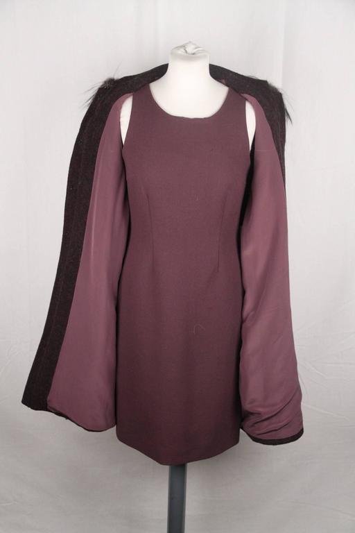pant coat 2000 Wool FENDI SUIT DRESS Size Sleeveless Purple and Set COAT