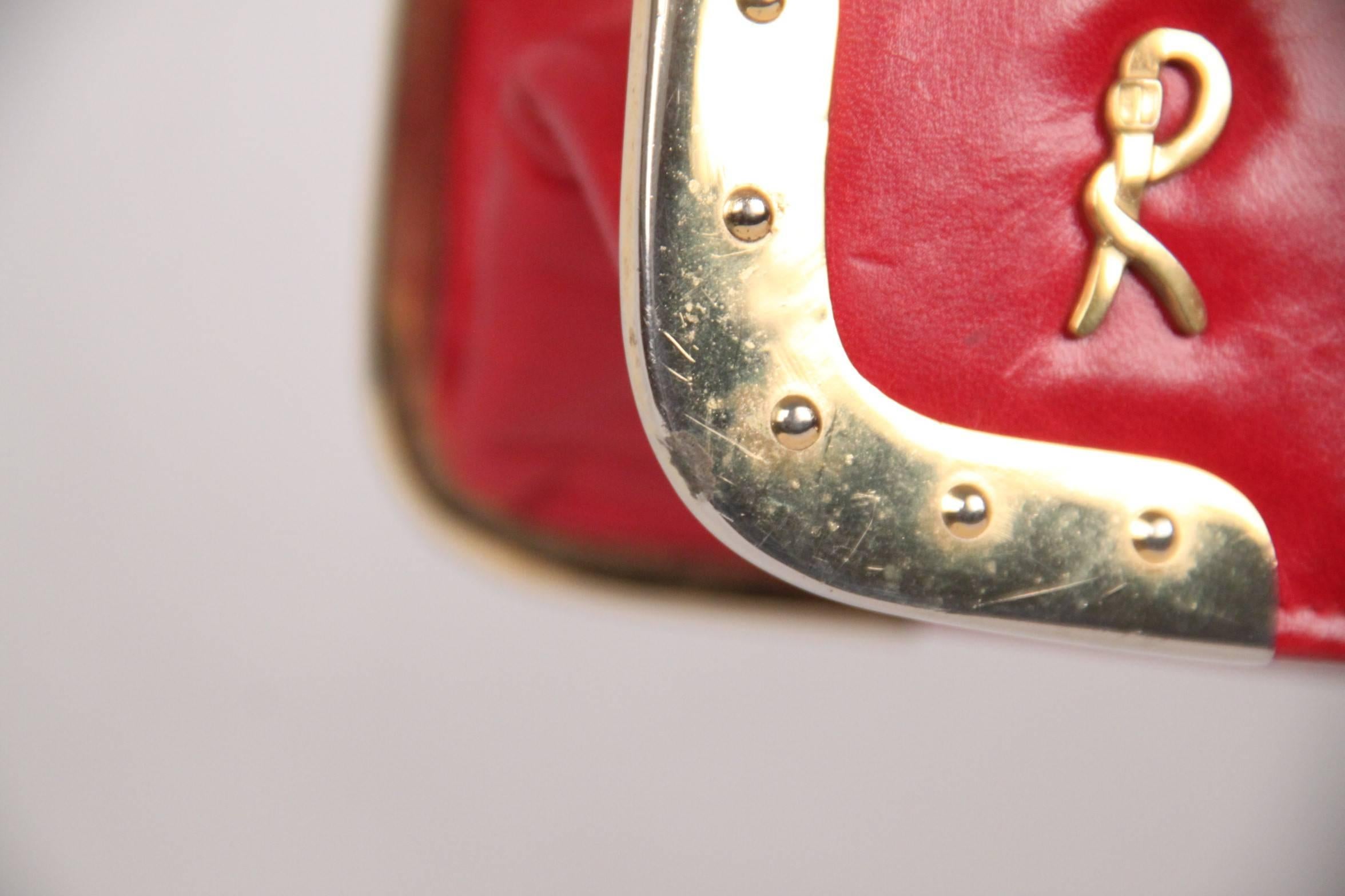 ROBERTA DI CAMERINO VINTAGE Red Leather SATCHEL Handbag 1