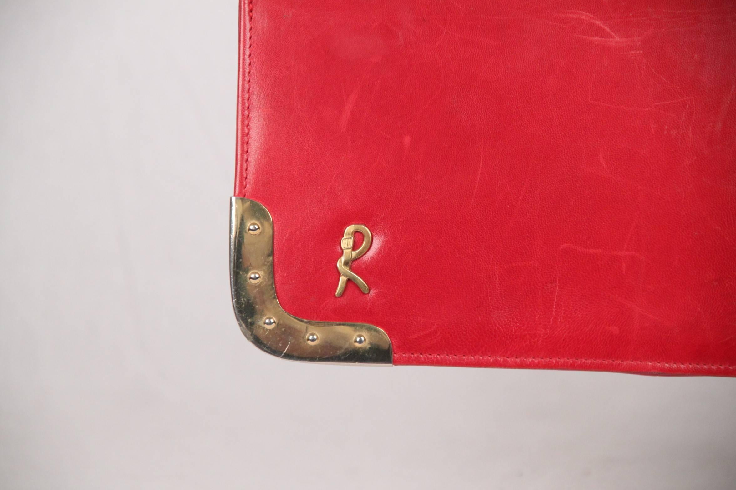 ROBERTA DI CAMERINO VINTAGE Red Leather SATCHEL Handbag 2
