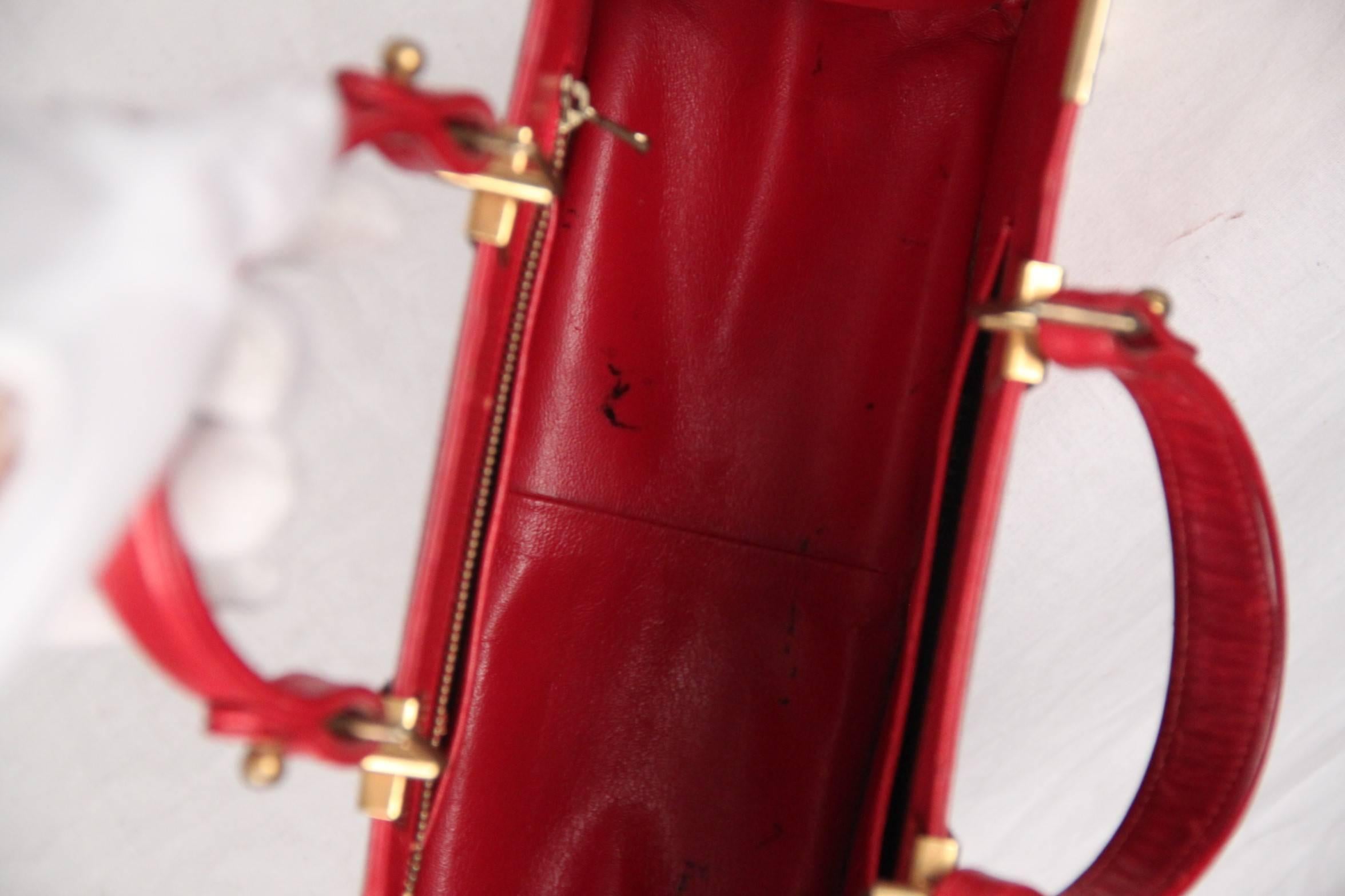 ROBERTA DI CAMERINO VINTAGE Red Leather SATCHEL Handbag 3
