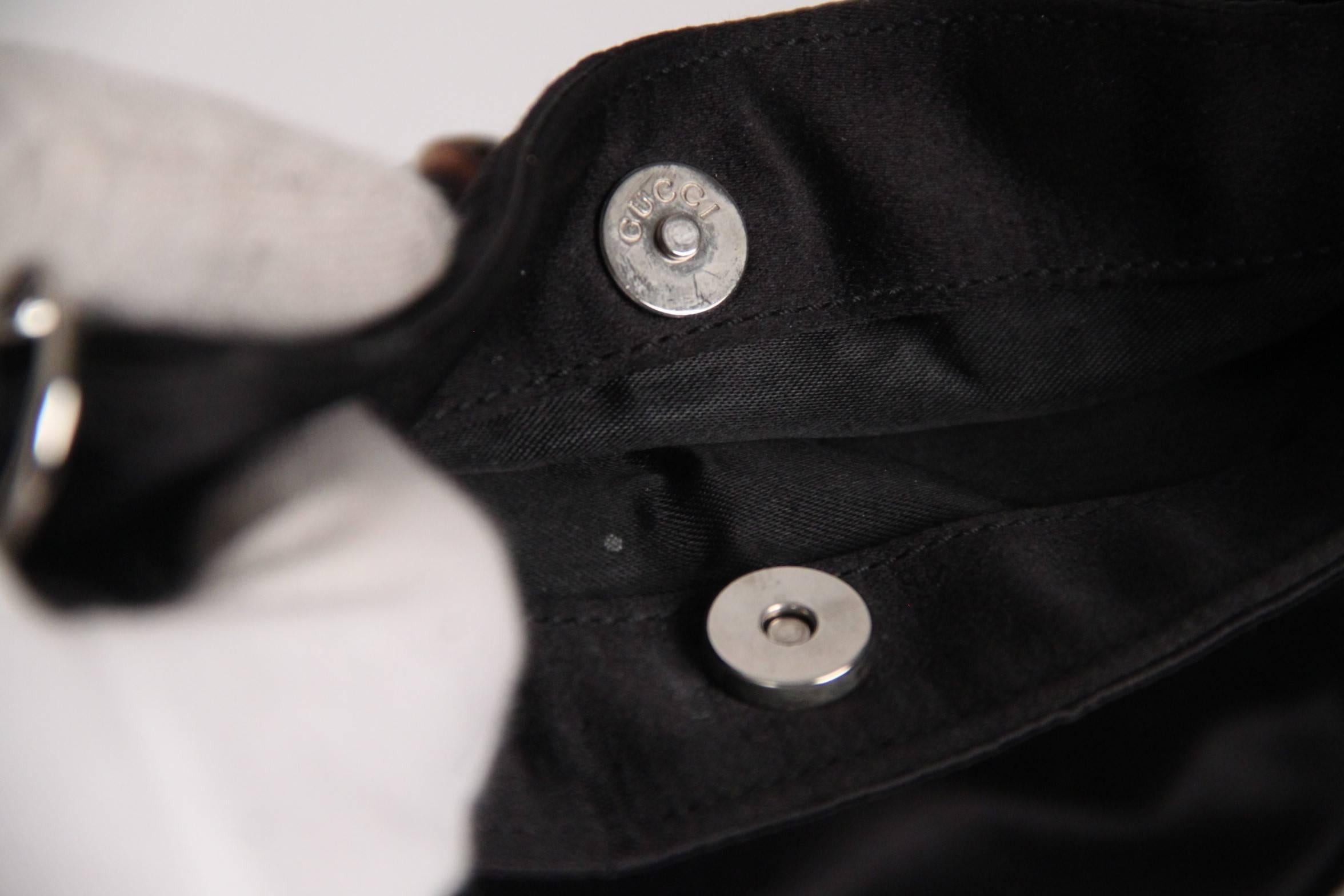 GUCCI Black Satin Fabric SMALL HANDBAG Evening Bag w/ BAMBOO Handle 1
