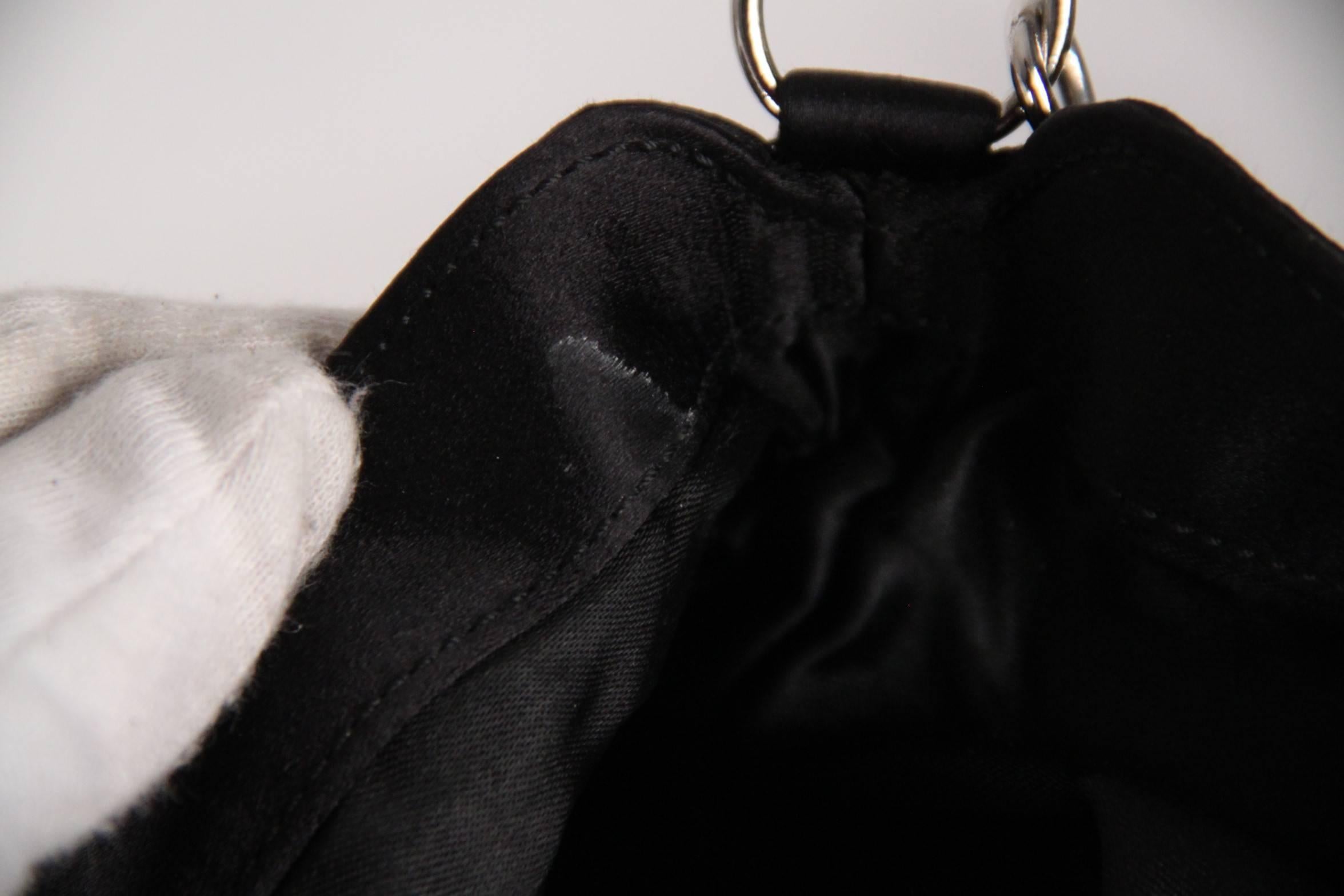GUCCI Black Satin Fabric SMALL HANDBAG Evening Bag w/ BAMBOO Handle 2