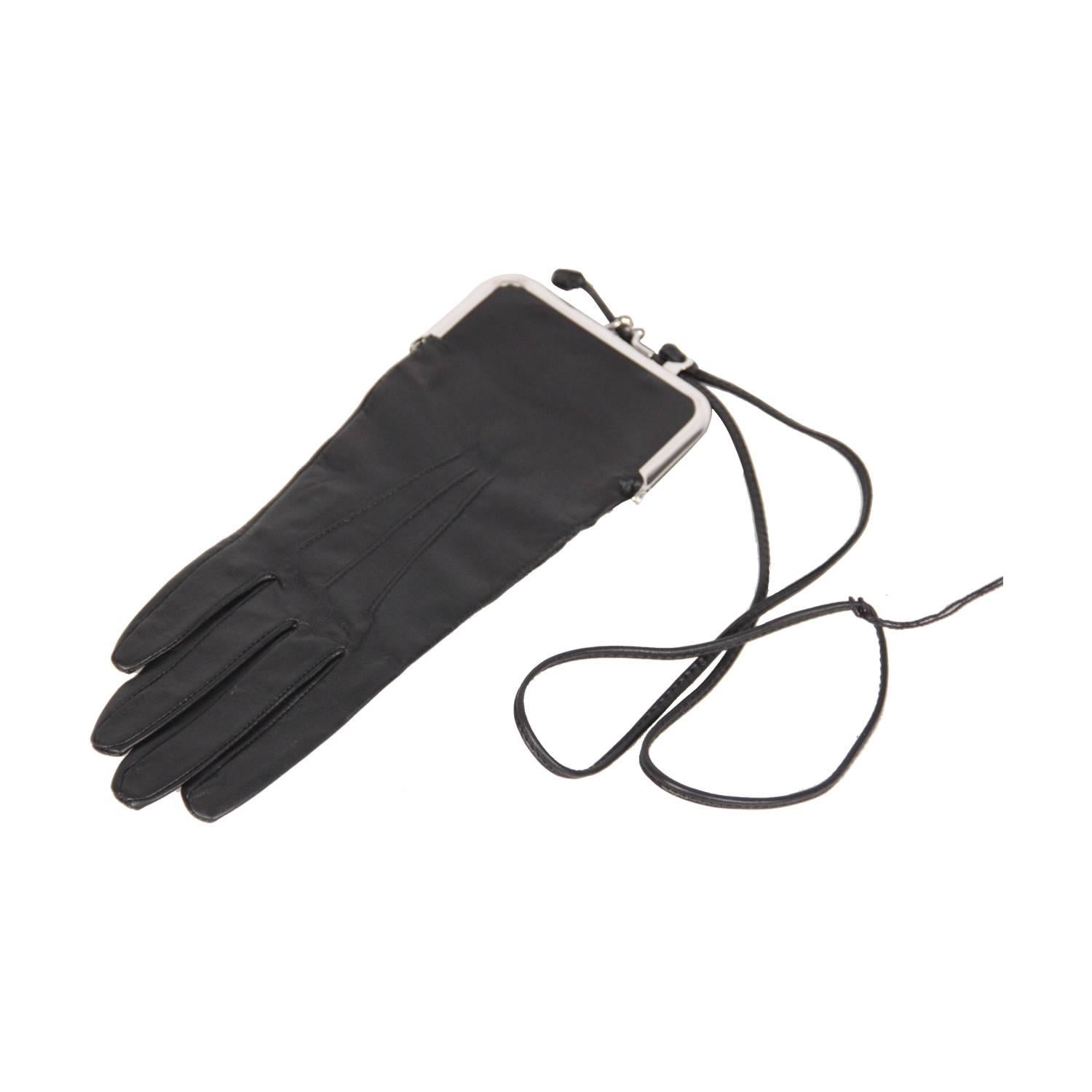 MAISON MARTIN MARGIELA For H&M Black Leather GLOVE COIN PURSE Bag