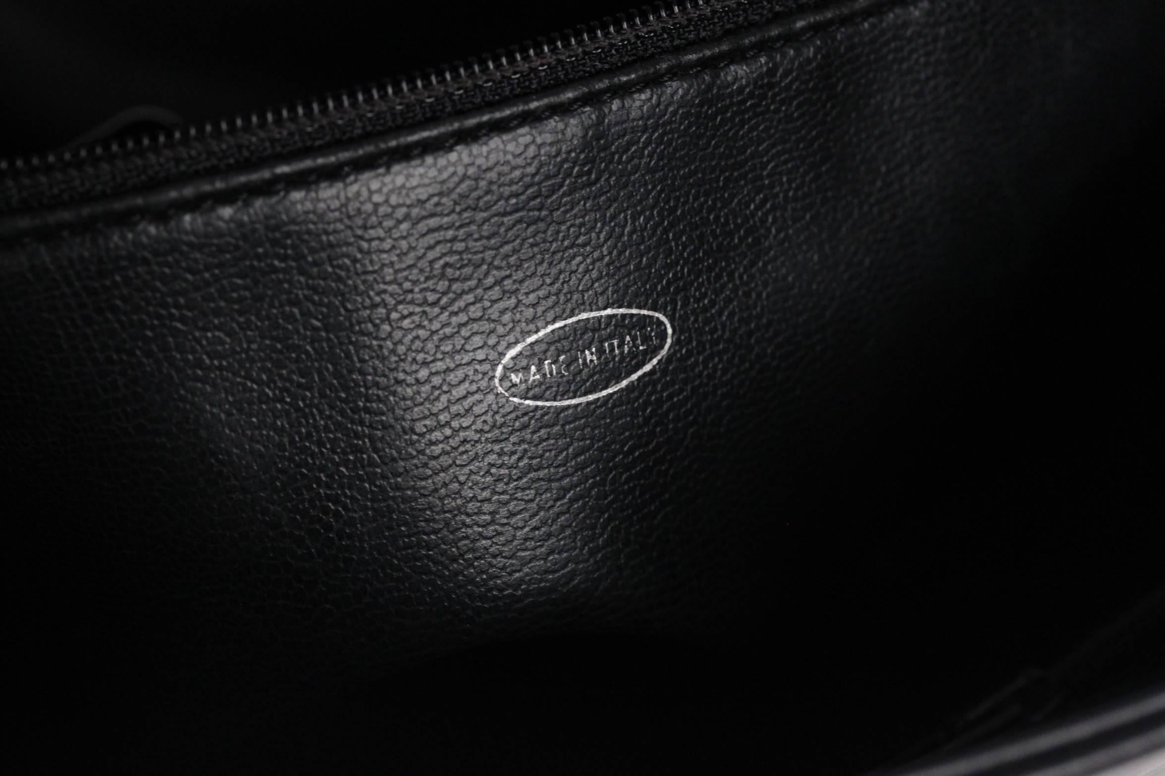 Women's or Men's CHANEL Vintage Black Leather SHOULDER BAG Tote w/ Bottom Quilting