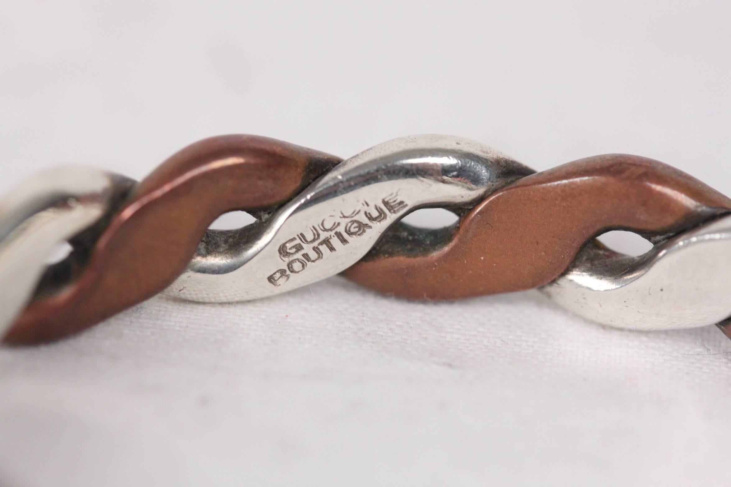 GUCCI VINTAGE Sterling Silver & Copper BANGLE Bracelet 1