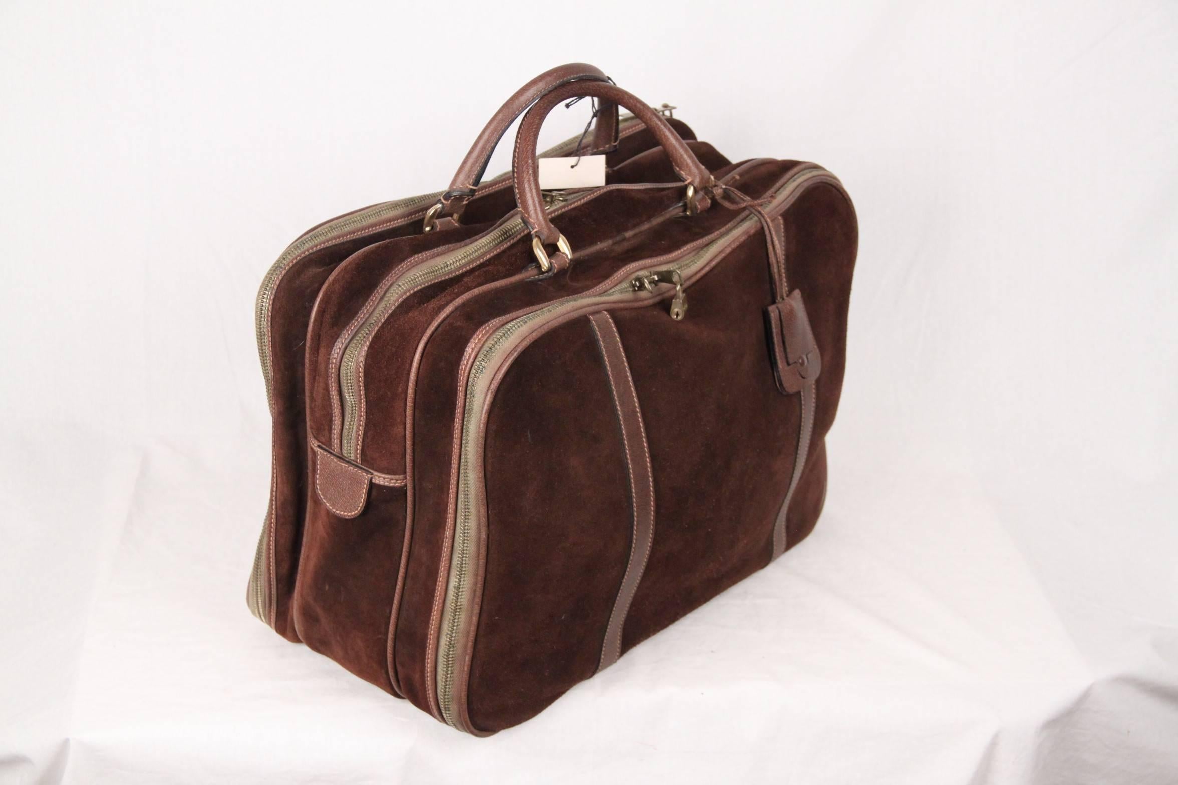 Gucci Vintage Brown Suede Cabin Size Suitcase Travel Bag At 1stdibs