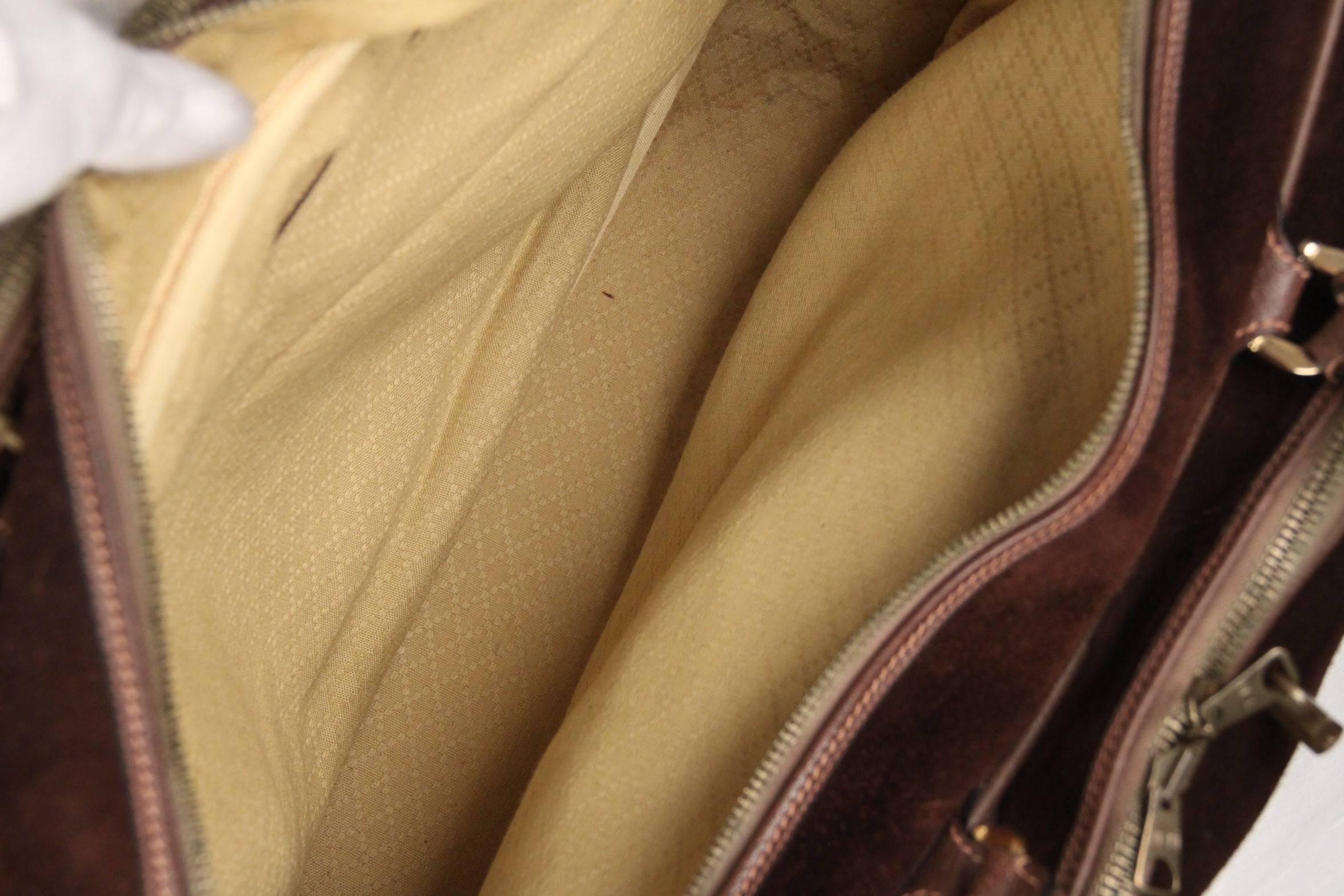 Women's or Men's GUCCI Vintage Brown Suede CABIN SIZE SUITCASE Travel Bag