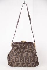 FENDI Vintage Brown ZUCCA Monogram Canvas FRAME SHOULDER BAG