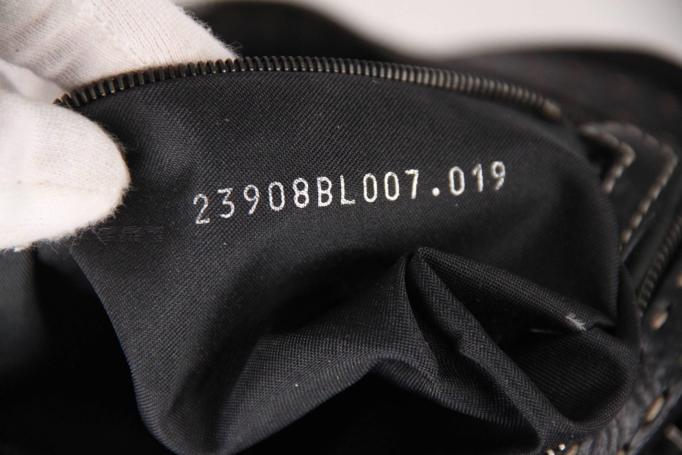 FENDI SELLERIA Black Canvas & Leather BASSOTTO BAG w/ Studs 1
