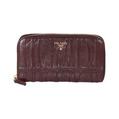 PRADA Purple NAPPA GAUFRE Leather ZIP Continental WALLET