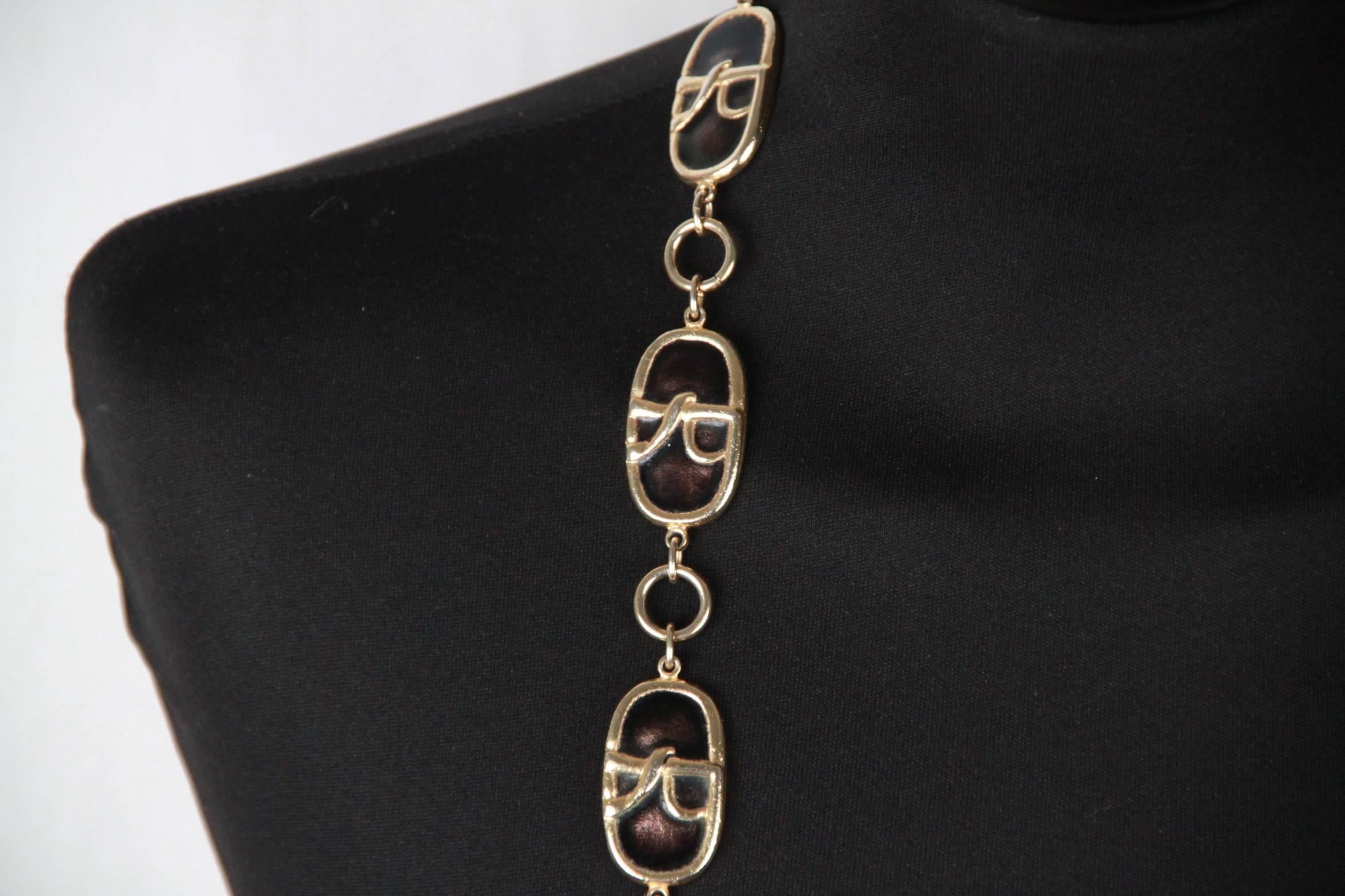 Gray ROBERTA DI CAMERINO Vintage Gold Metal Chain BELT or NECKLACE Black