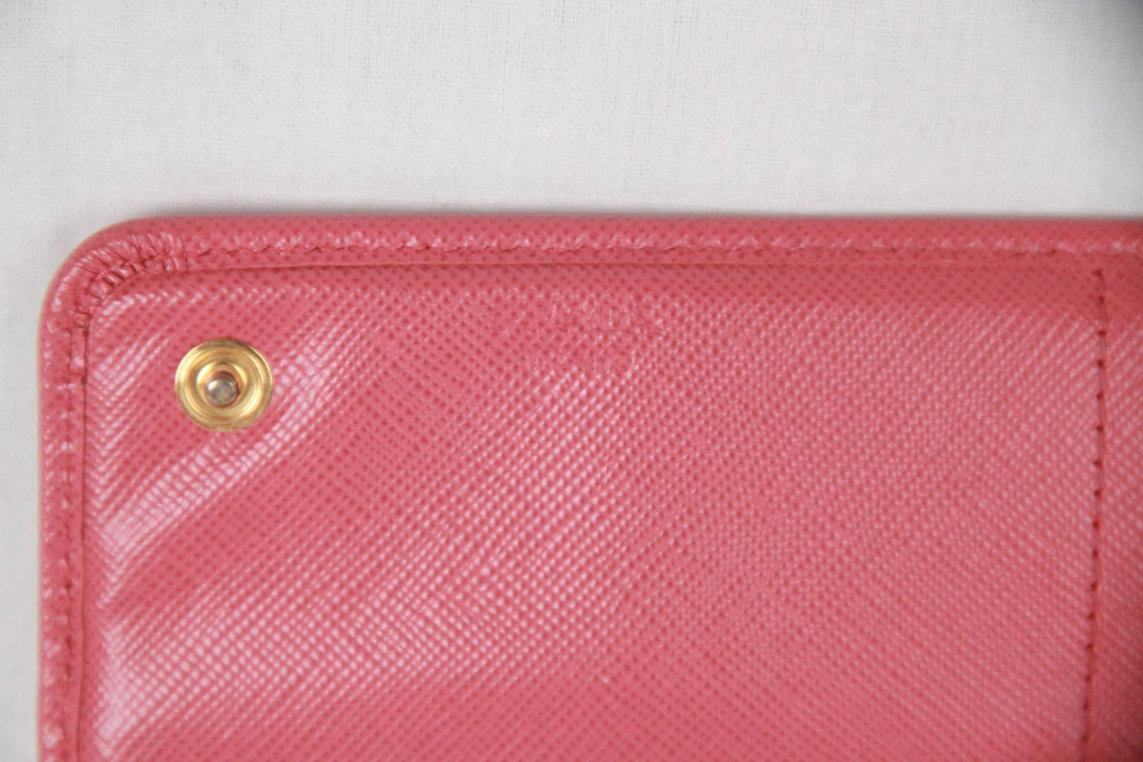 PRADA Pink SAFFIANO Leather FLAP CONTINENTAL WALLET 1M1132 1