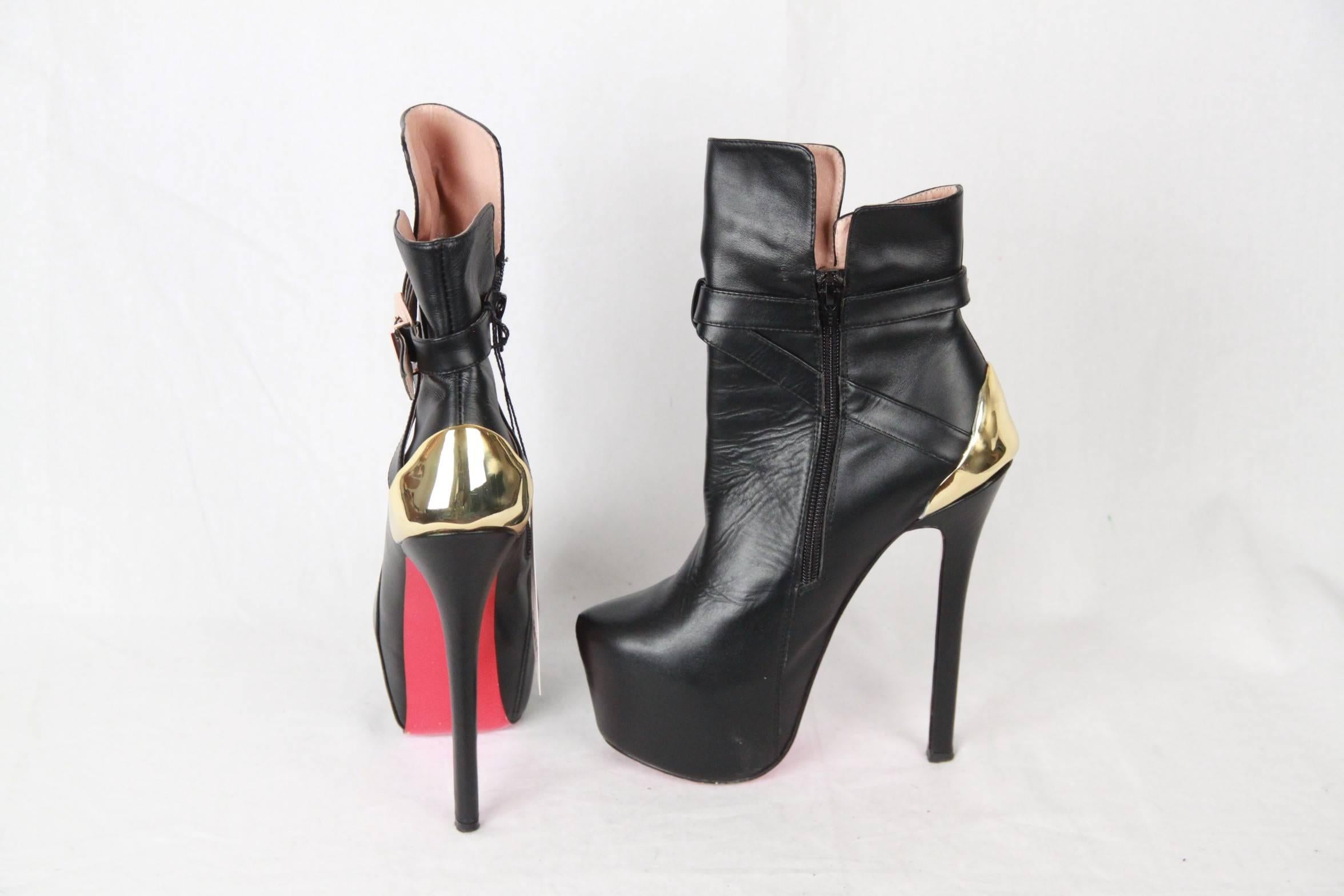 Women's CHRISTIAN LOUBOUTIN Black Leather EQUESTRIA 160mm ANKLE BOOTS 37