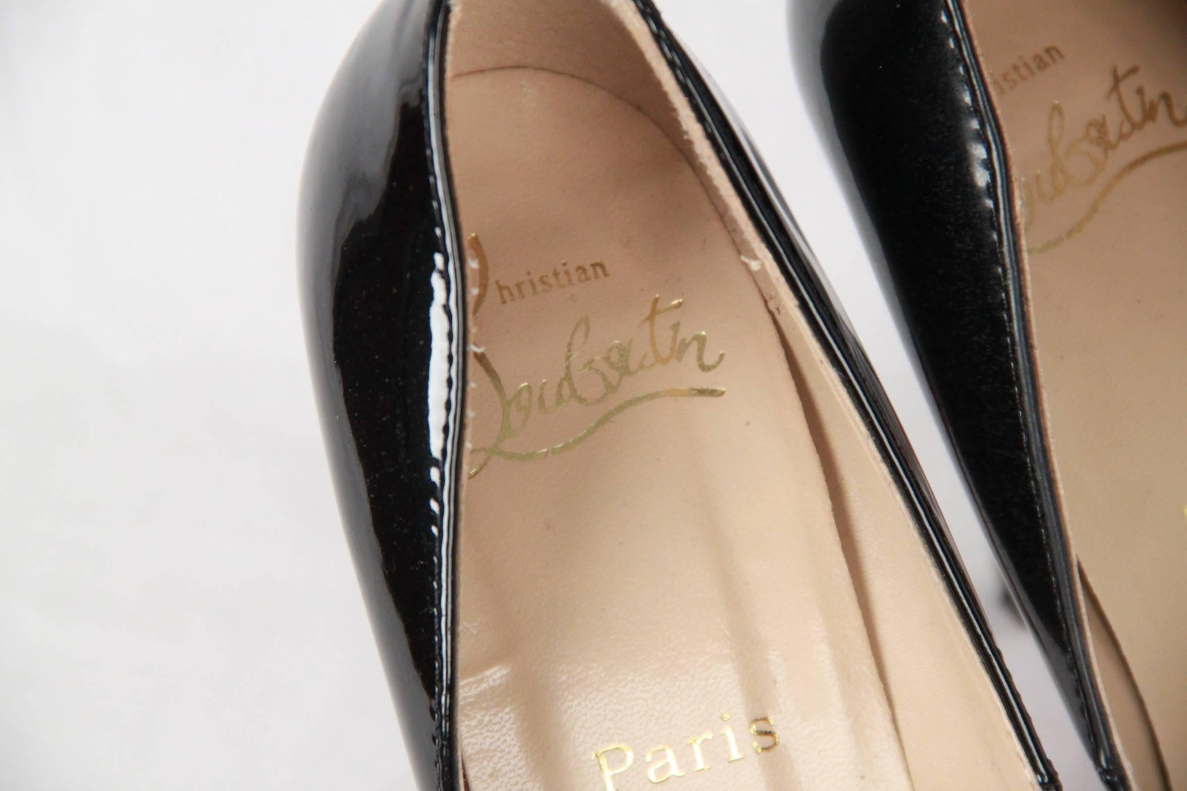 CHRISTIAN LOUBOUTIN Black Patent Leather PIGALLE PLATO Heels 37 2
